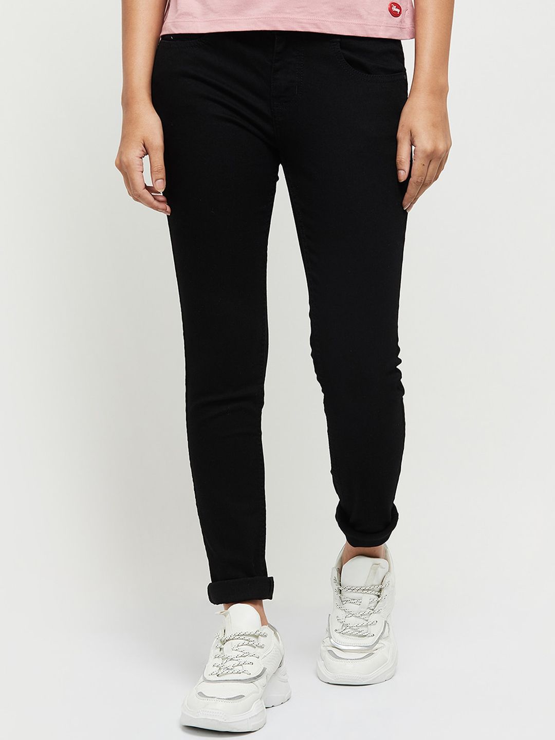 max Women Black Jeans 75% COTTON Price in India