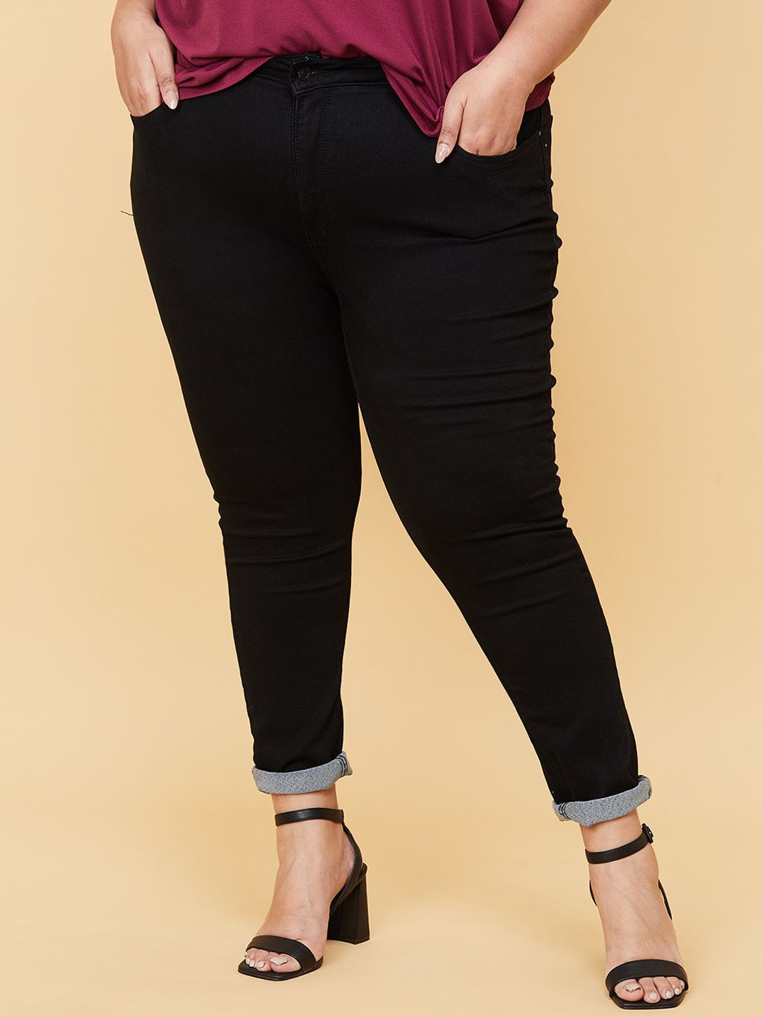 max Plus Size Women Black Jeans Price in India