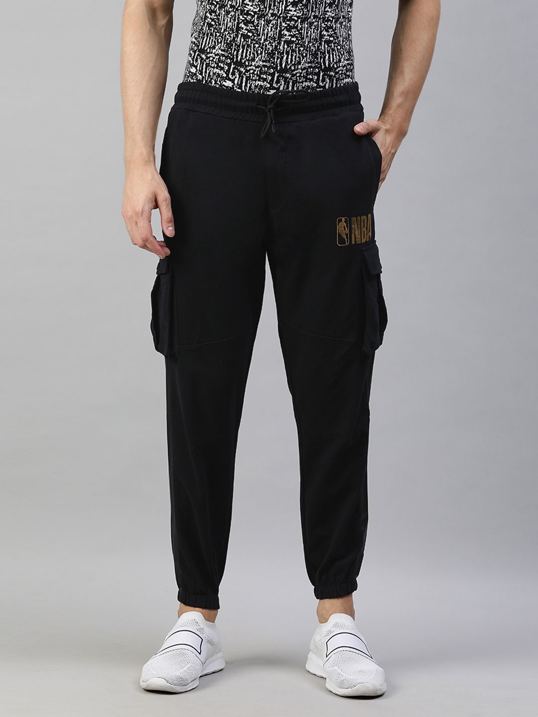 NBA NBA Men Black NBA Faux PU Paneled Cargo Joggers