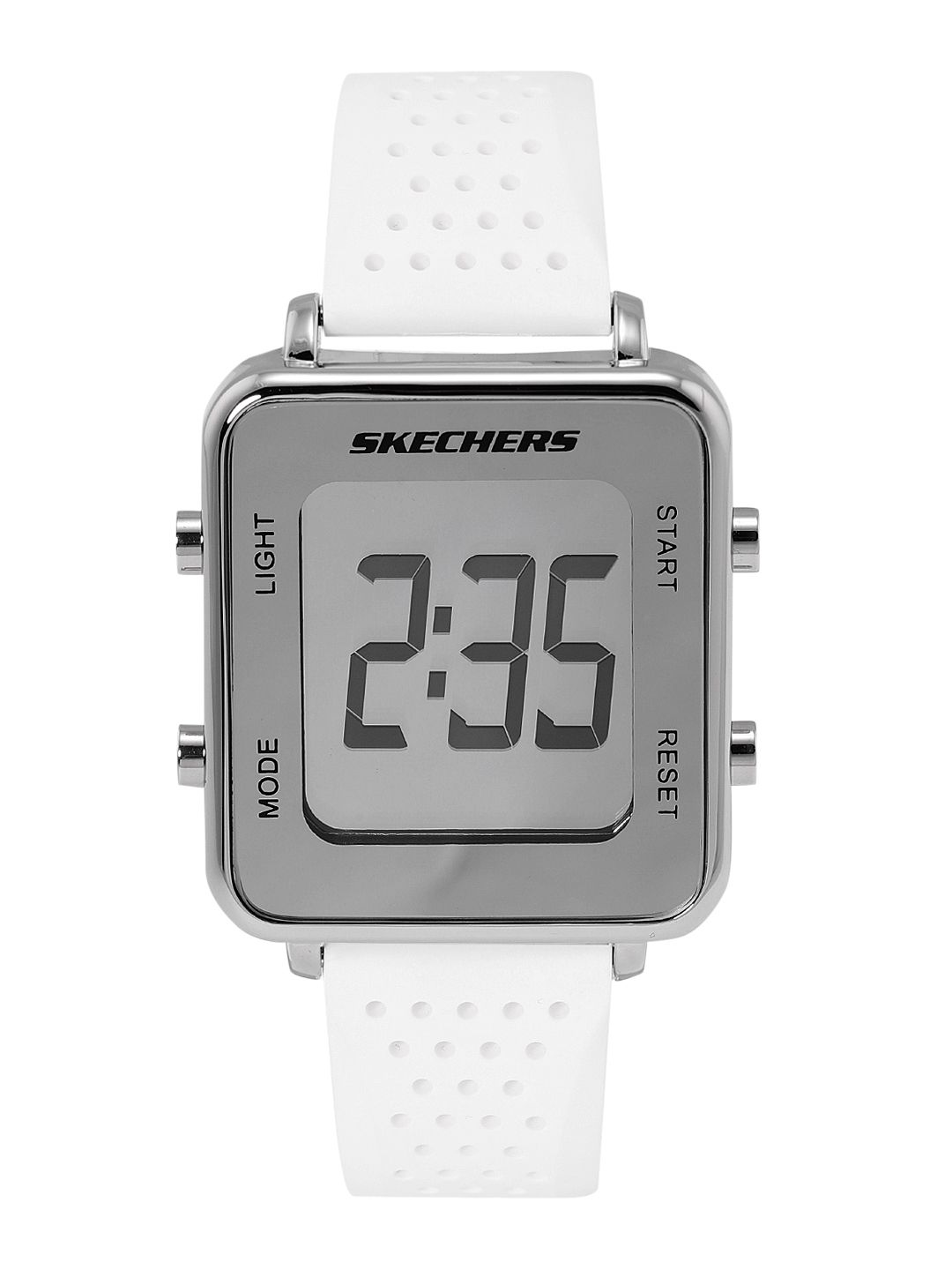 Skechers Women Silver-Toned Dial & White Straps Naylor Digital Watch SR6204 Price in India