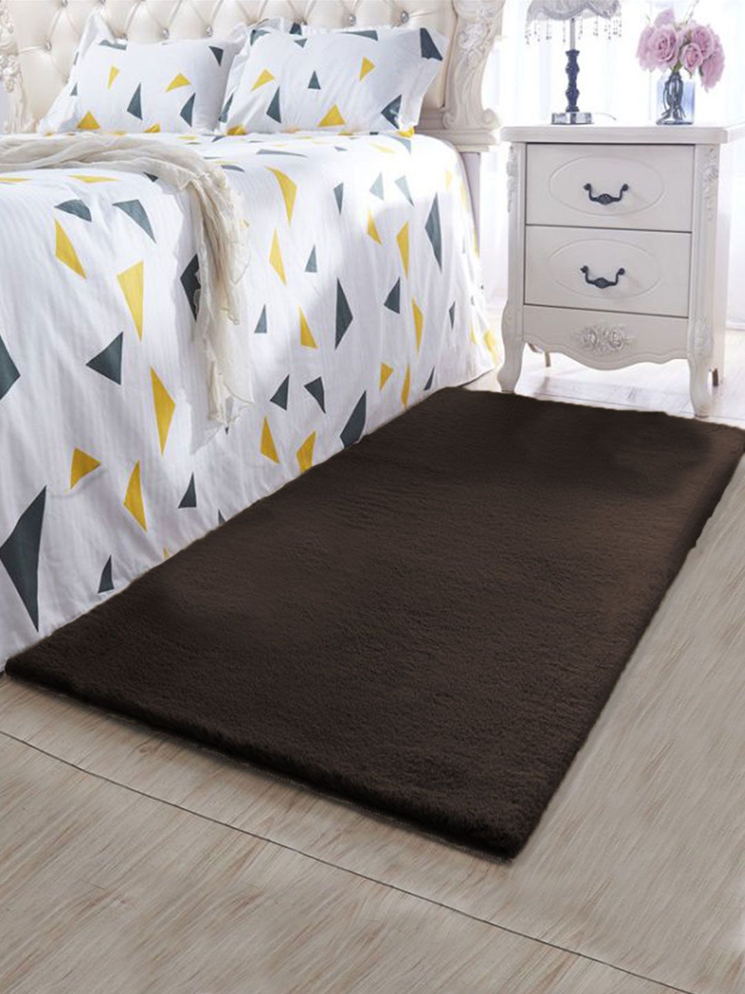 LUXEHOME INTERNATIONAL Brown Solid Ultra Soft Floor Runner Price in India