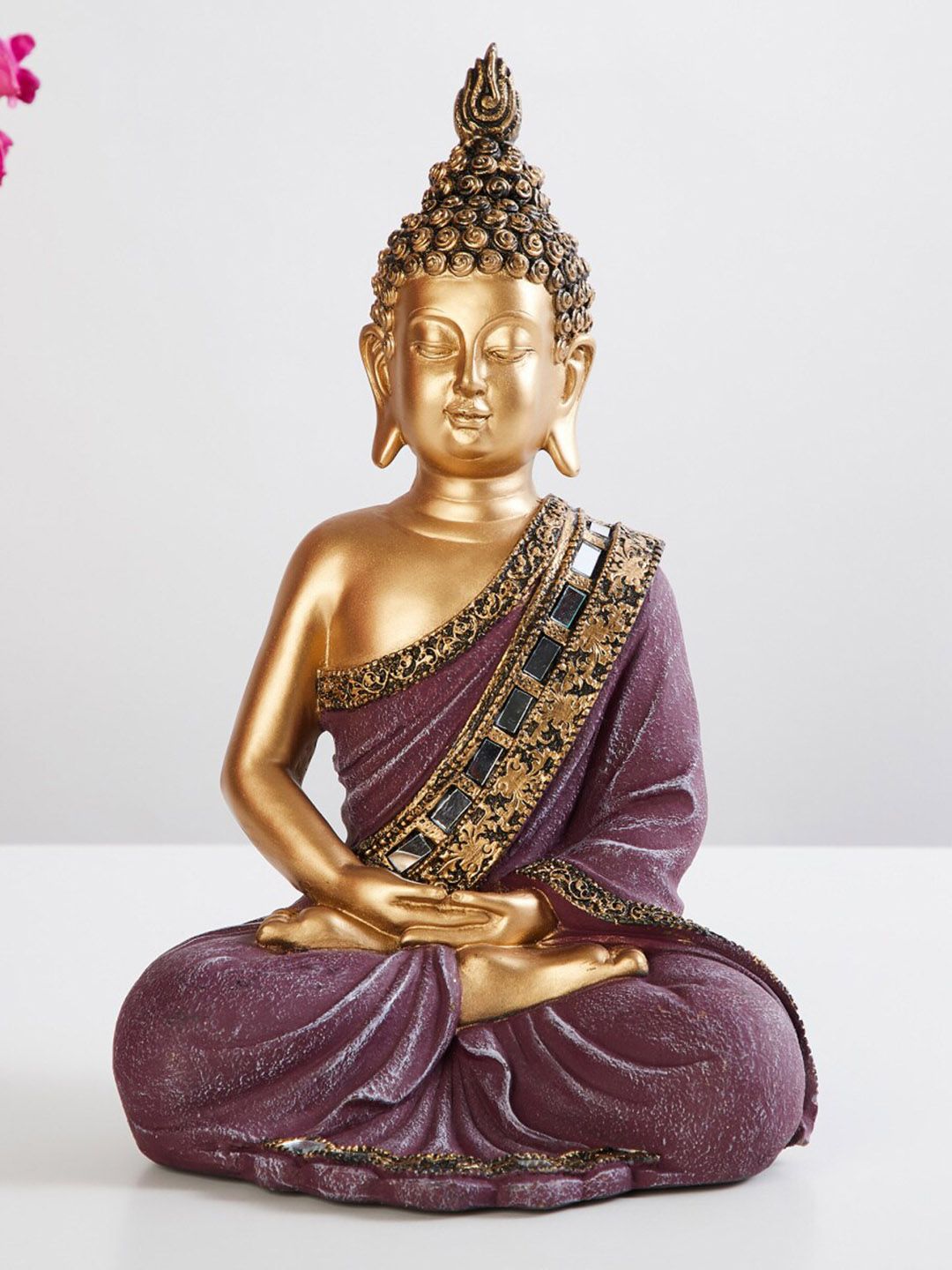 Home Centre Purple & Gold-Toned Textured Buddha Figurine Showpieces Price in India