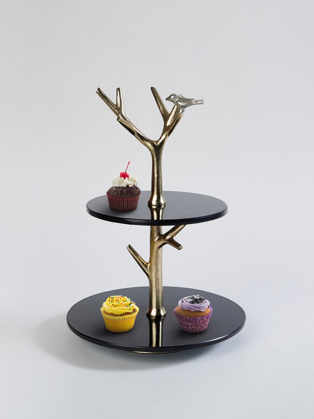 Home Centre Black Solid Metal Cake Stand Price in India