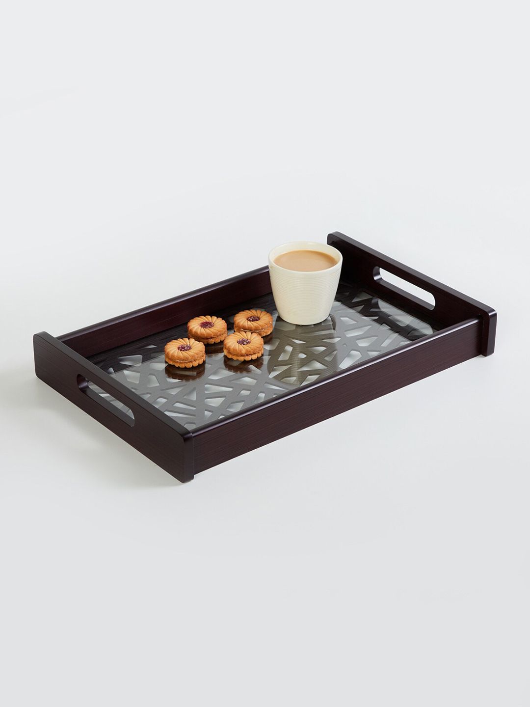 Home Centre Oakland Brown Solid Wooden Serving Tray Price in India