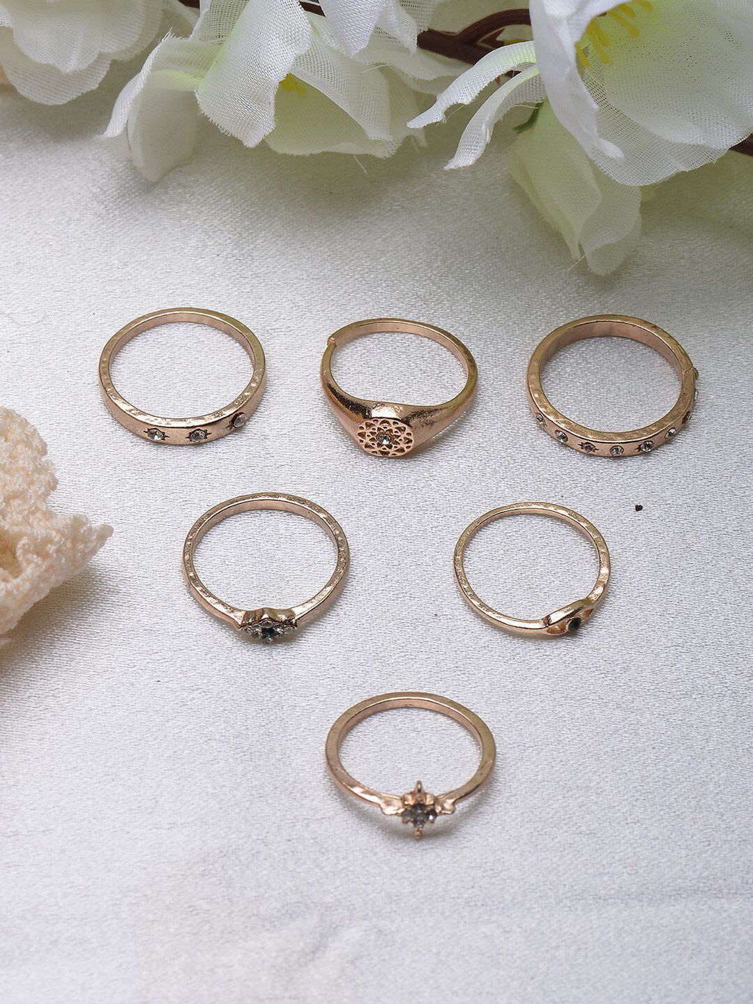 POPLINS Women Set of 6 Gold-Plated Finger Rings Price in India
