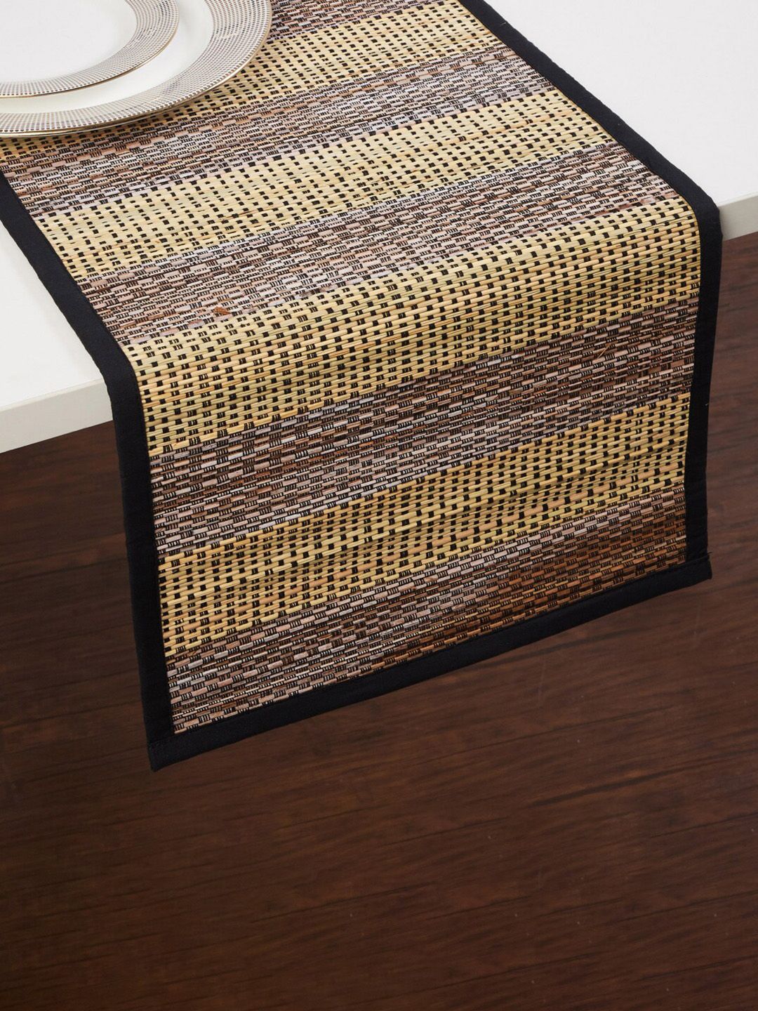 Home Centre Beige & Black Arena Textured Table Runner Price in India
