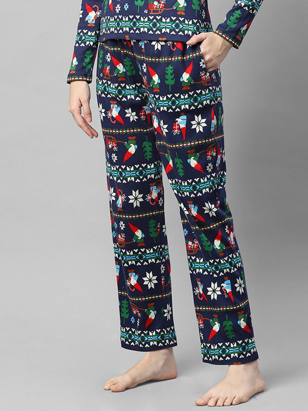 Rigo Women Navy Blue Printed Lounge Pants Price in India