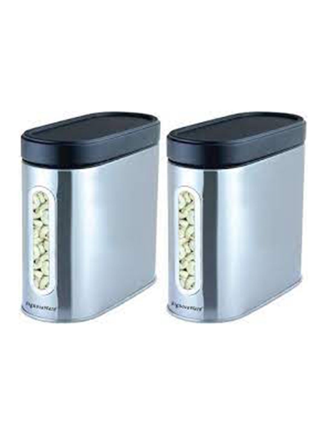 SignoraWare Set Of 2 Silver-Toned & Black Stainless Steel Food Storage Containers 1700ml Price in India