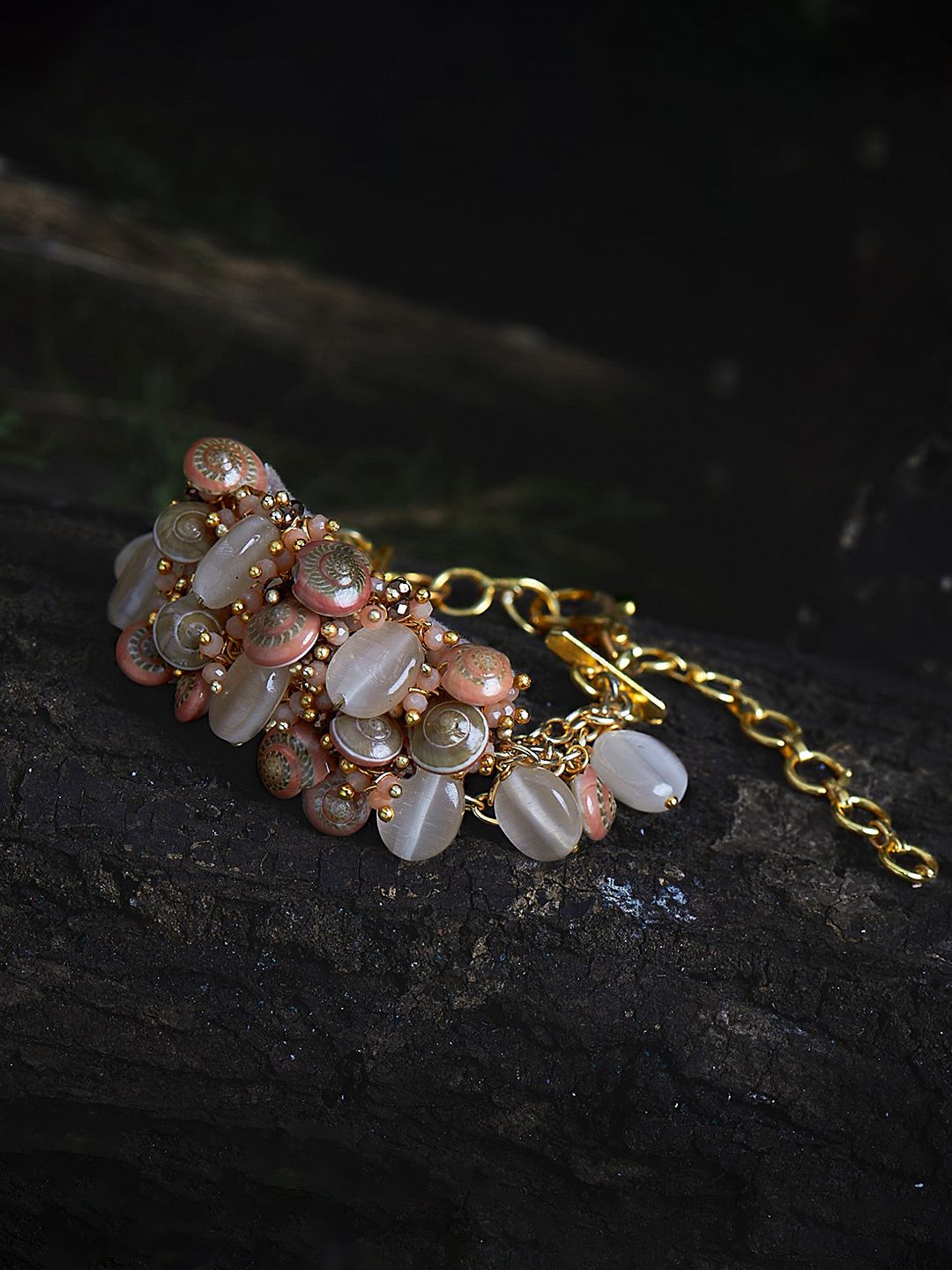 D'oro Women Gold-Toned & Pink Handcrafted Bracelet Price in India