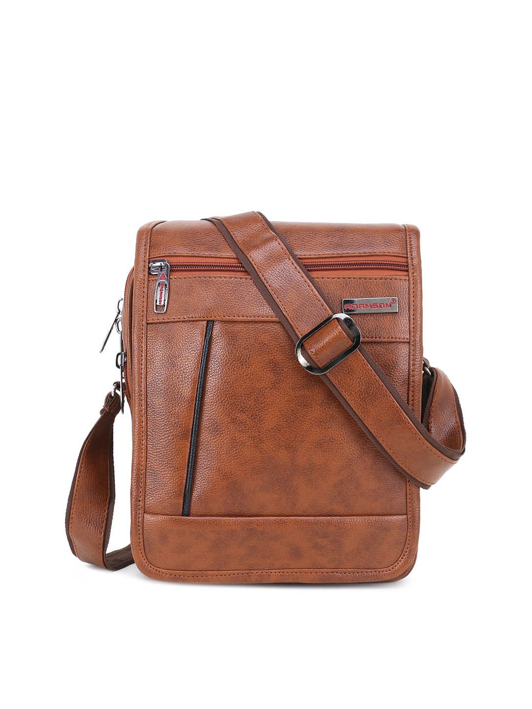 ADAMSON Tan Structured Sling Bag Price in India