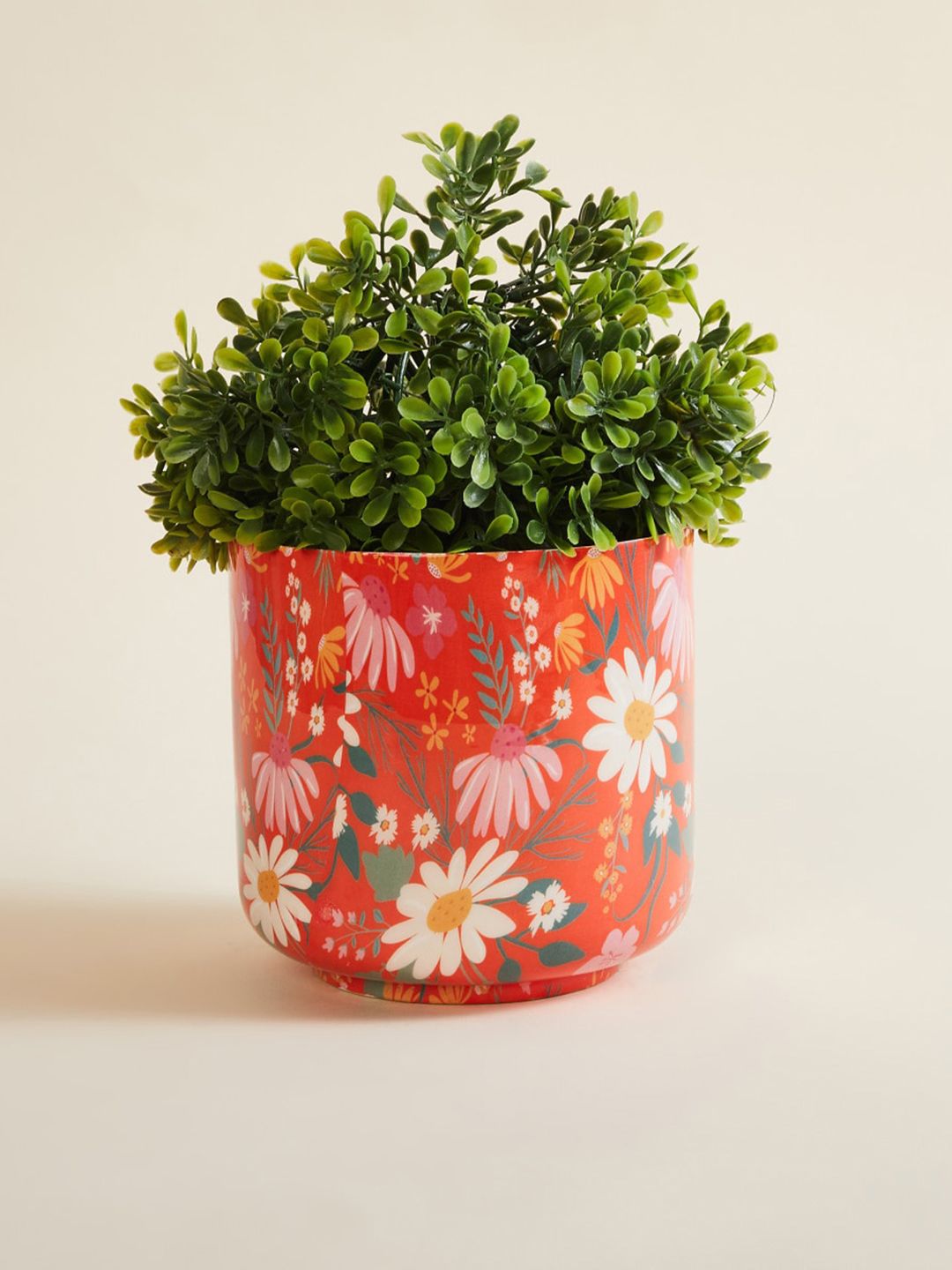 Home Centre Orange Metal Round Floor Planter Price in India