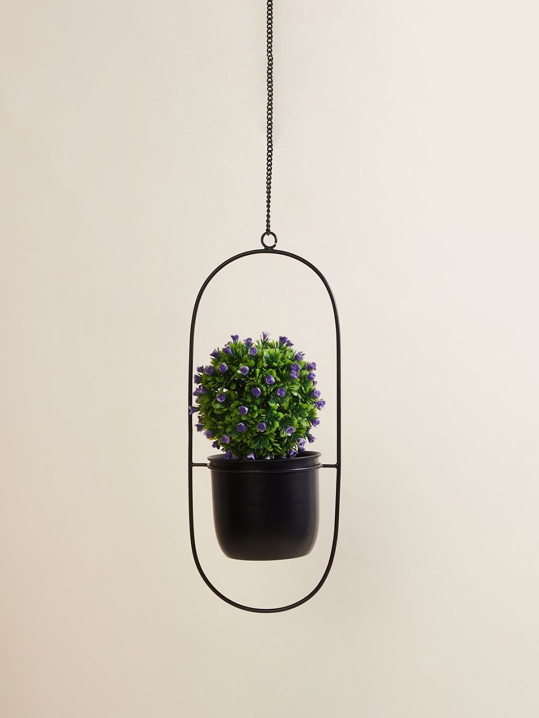 Home Centre Black Solid Metal & Ceramic Hanging Planter Price in India