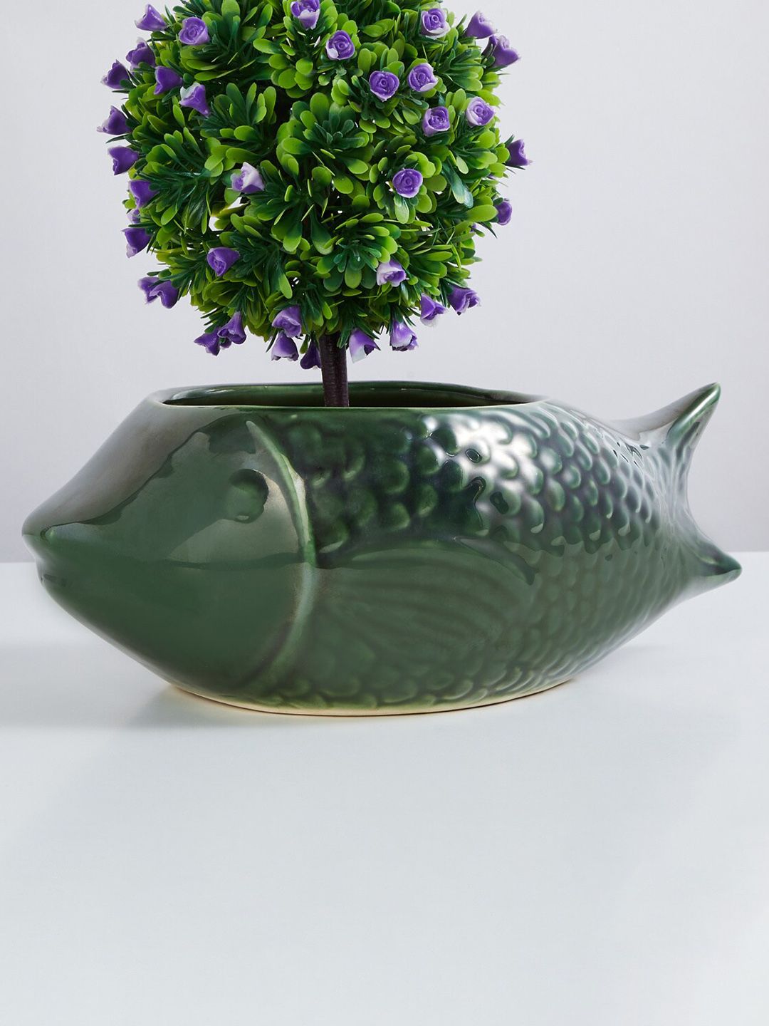 Home Centre Green Textured Fish Ceramic Planter Price in India