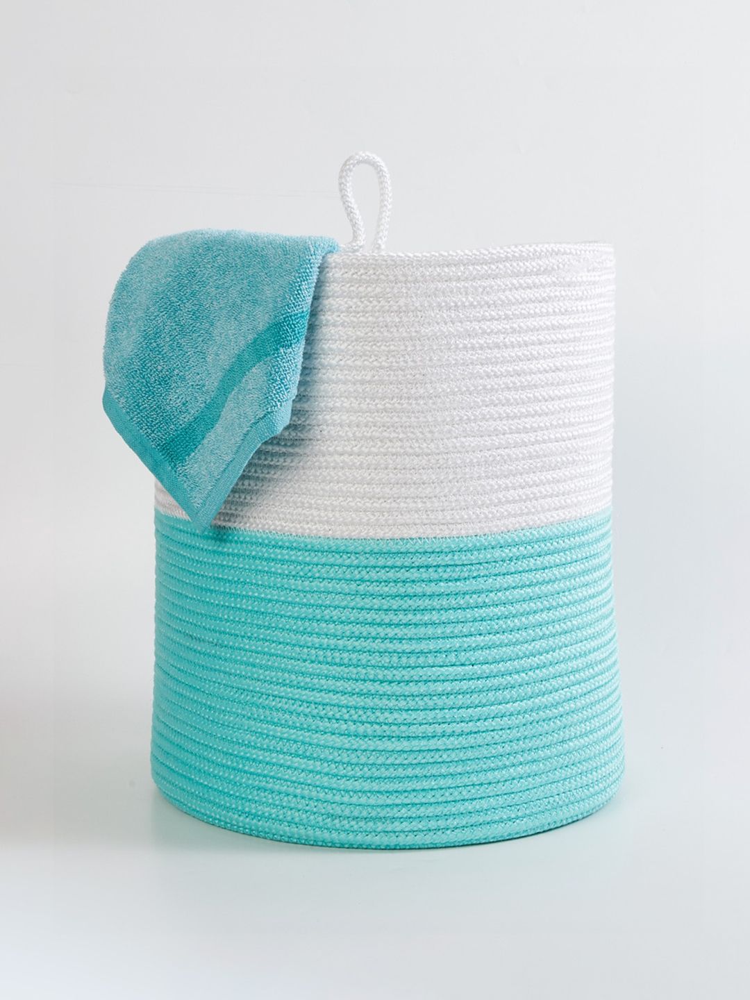 Home Centre Teal Blue Braided Laundry Basket Price in India