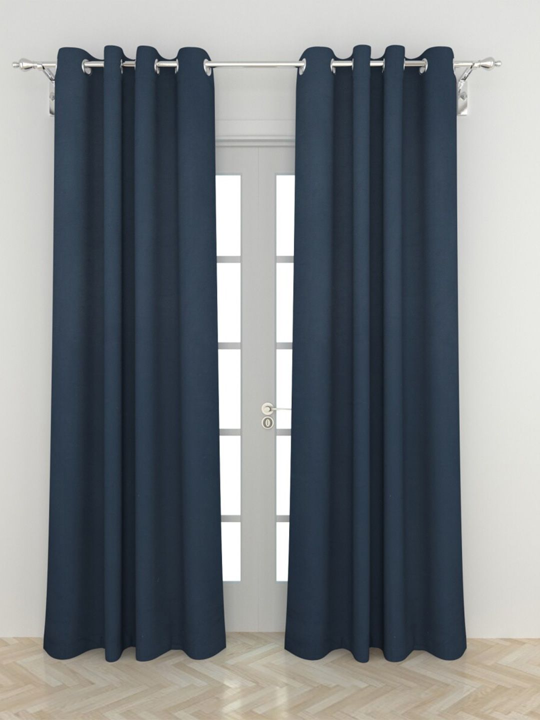 Home Centre Blue Set of 2 Black Out Door Curtain Price in India