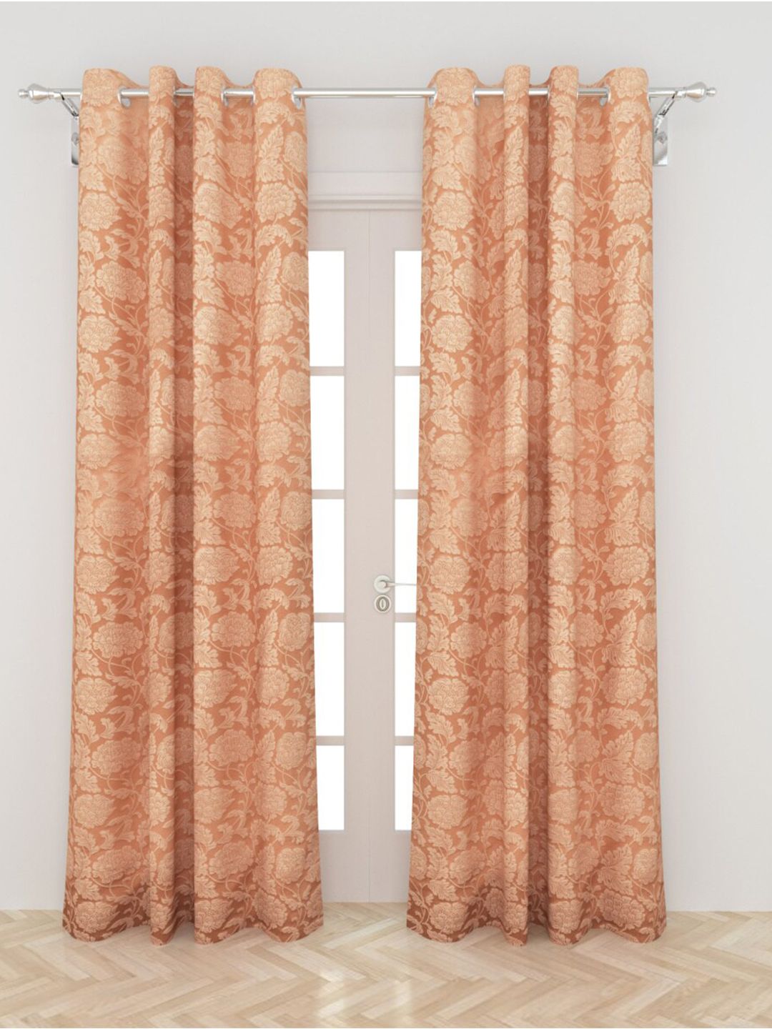 Home Centre Peach-Coloured Set of 2 Black Out Door Curtain Price in India