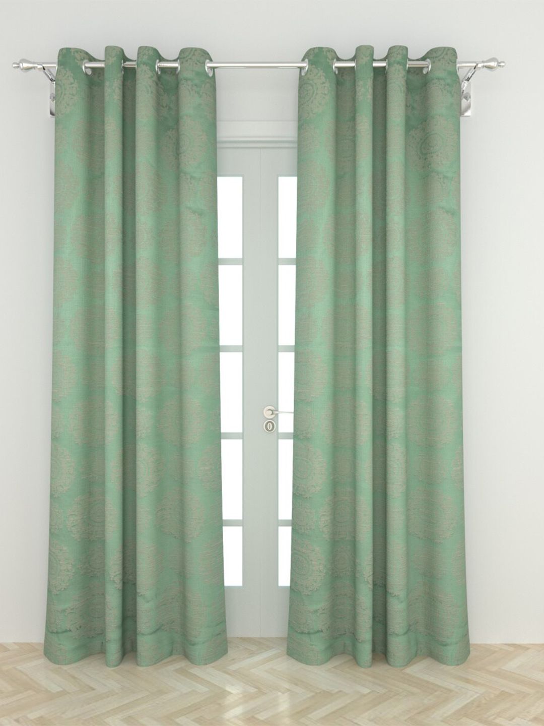 Home Centre Green Set of 2 Black Out Door Curtain Price in India