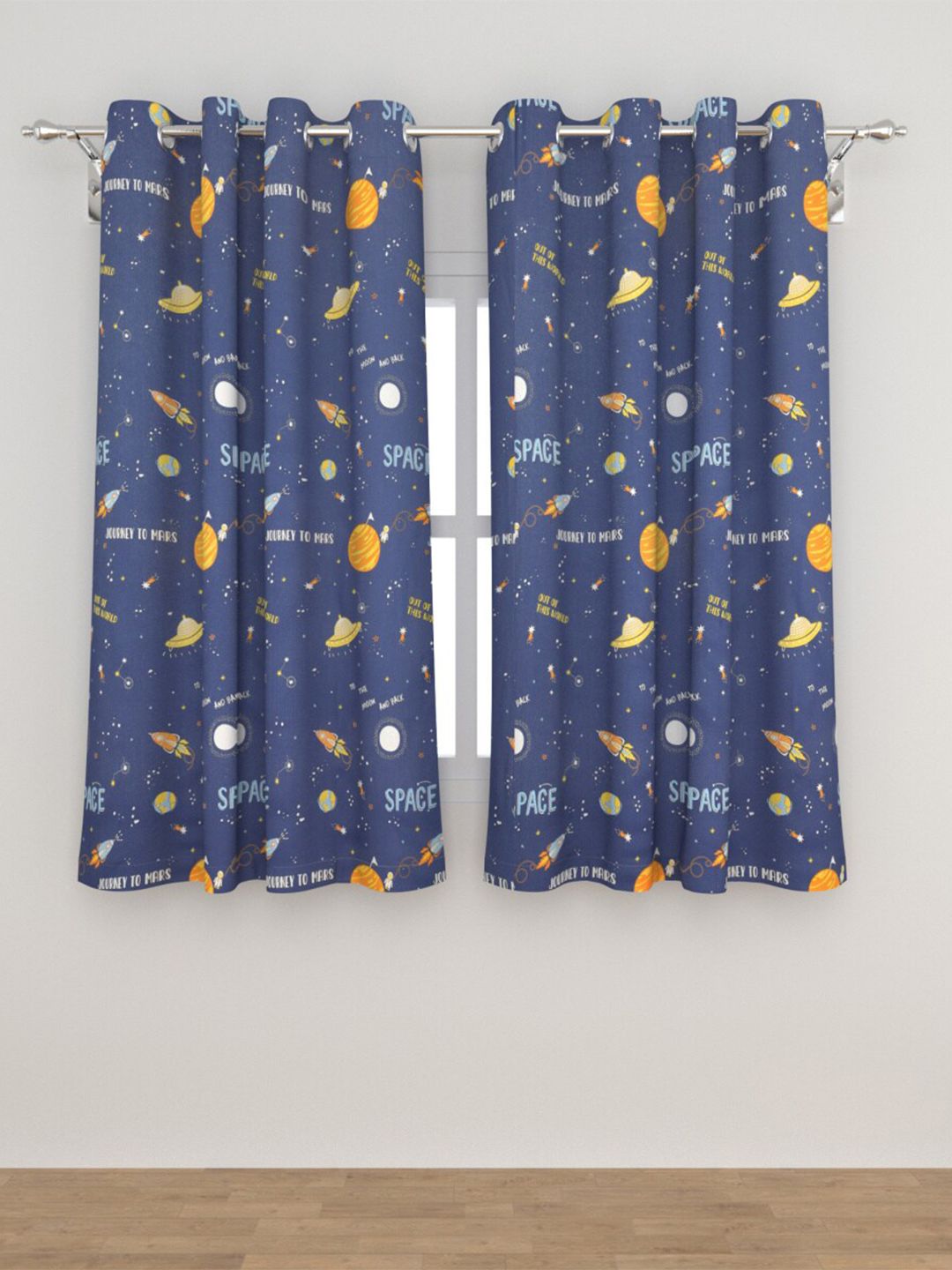 Home Centre Blue & Yellow Set of 2 Sheer Window Curtain Price in India