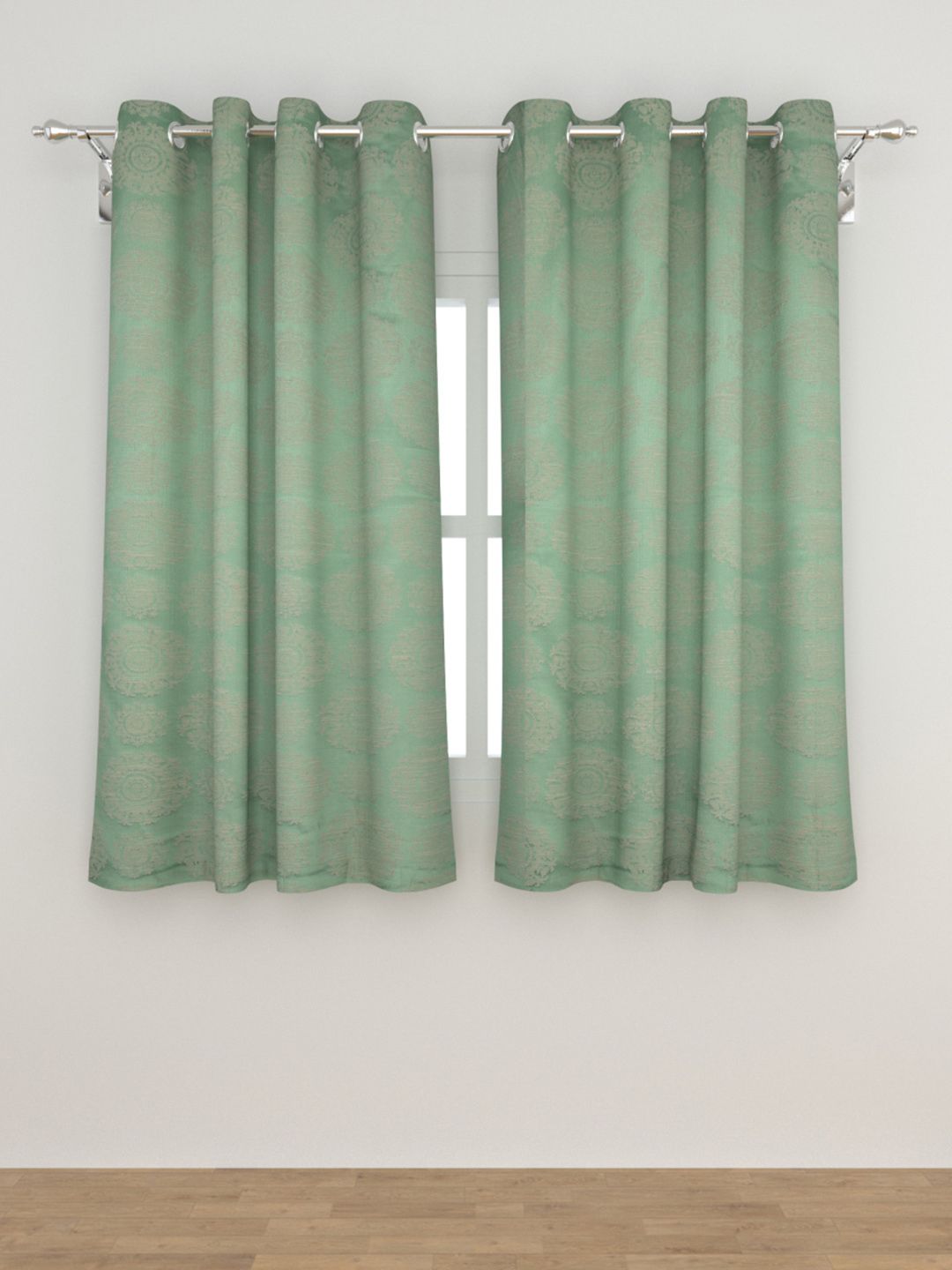 Home Centre Green Set of 2 Ethnic Motifs Window Curtain Price in India
