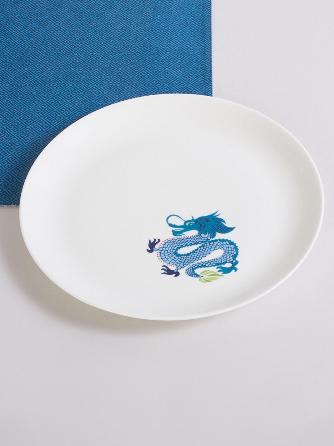 Home Centre White & Blue 1 Pieces Printed Bone China Matte Plates Price in India