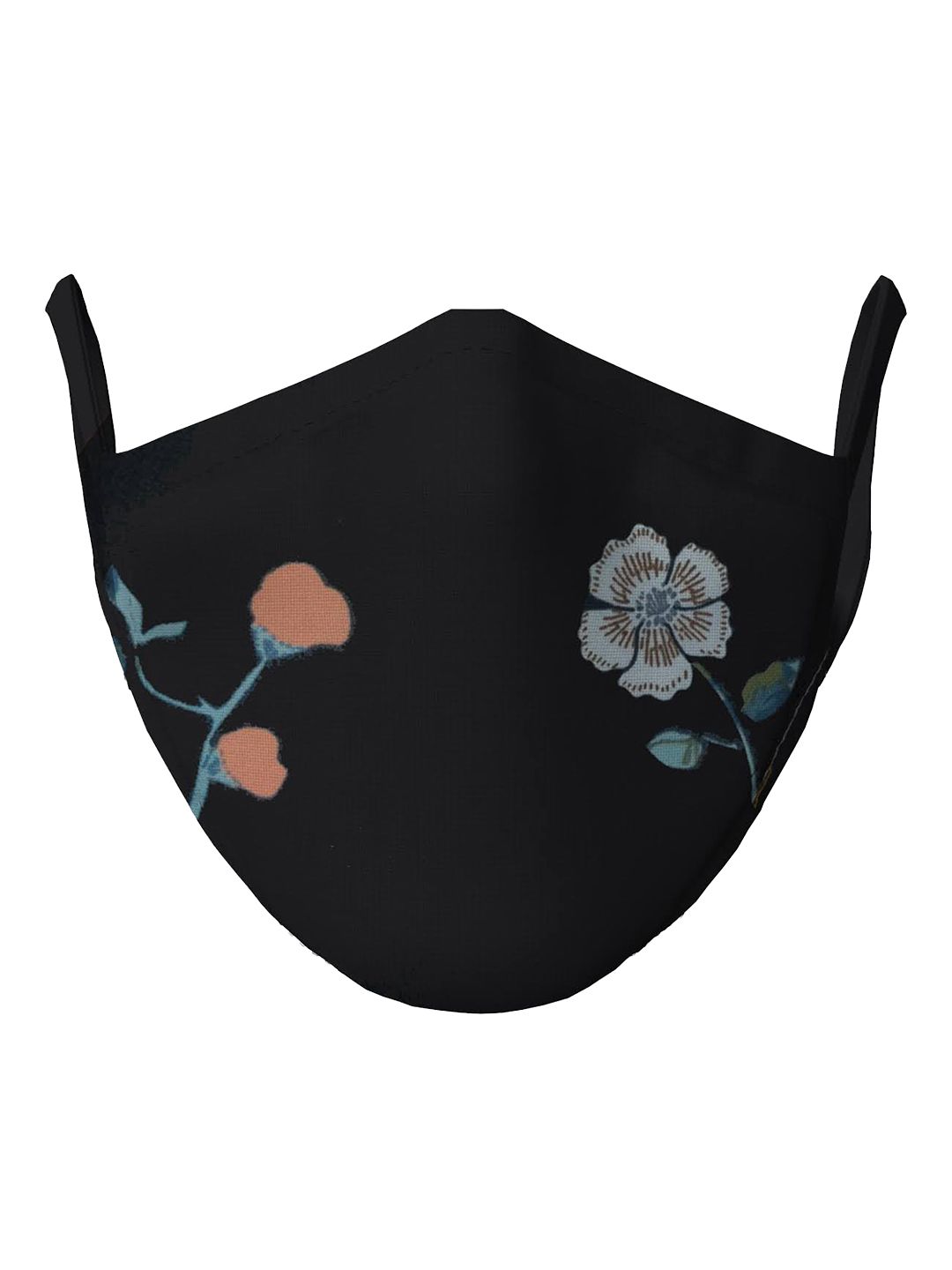 wHAT'S DOwn Black Floral Printed Reusable Cotton Face Masks Price in India