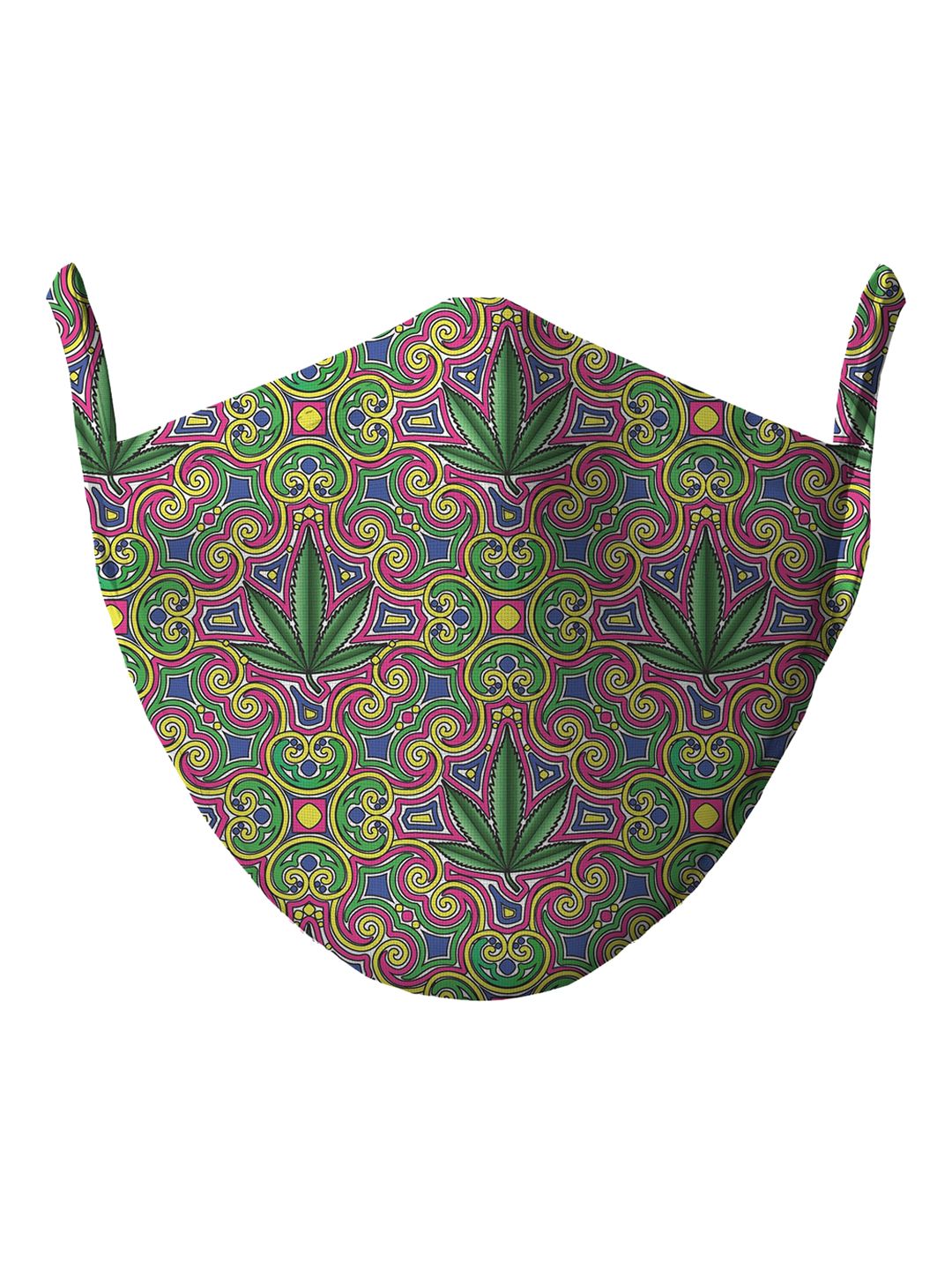 wHAT'S DOwn Green Ethnic Motifs Printed Reusable Cotton Face Masks Price in India