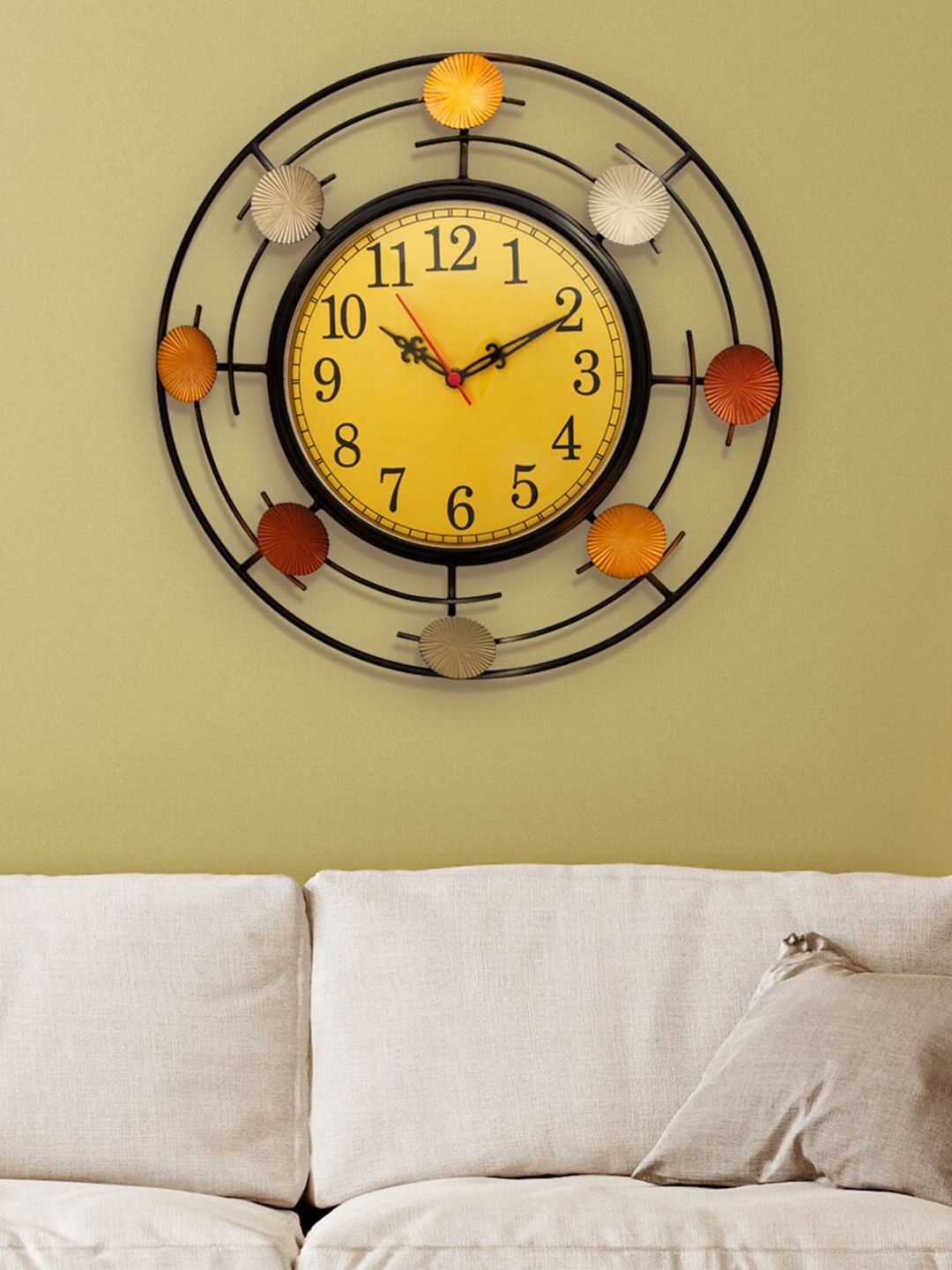 Home Centre Golden & Black Contemporary Wall Clock Price in India