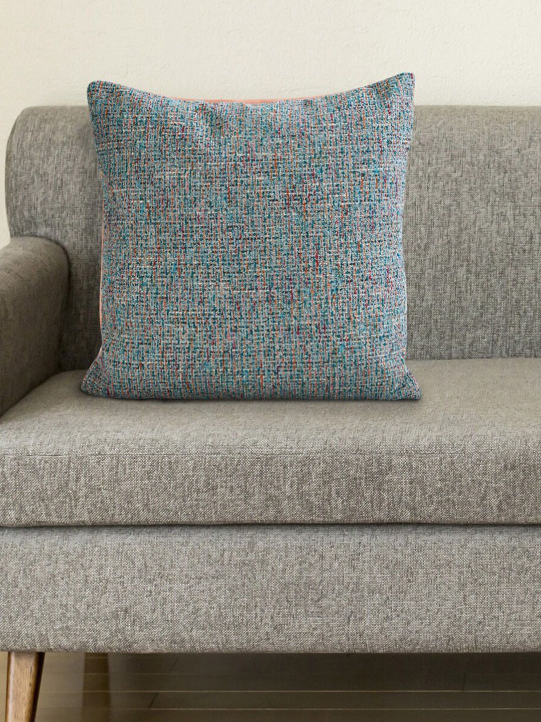 Home Centre Blue Set of 5 Textured Jacquard Square Cushion Covers Price in India