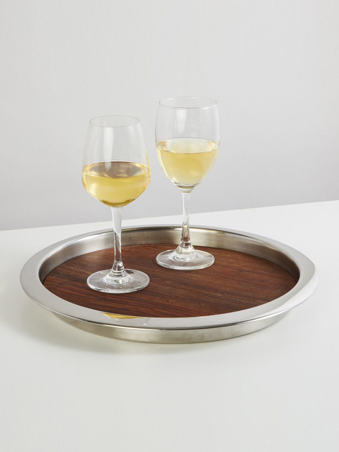 Home Centre Brown & Silver Wexford Round Stainless Steel Tray Price in India