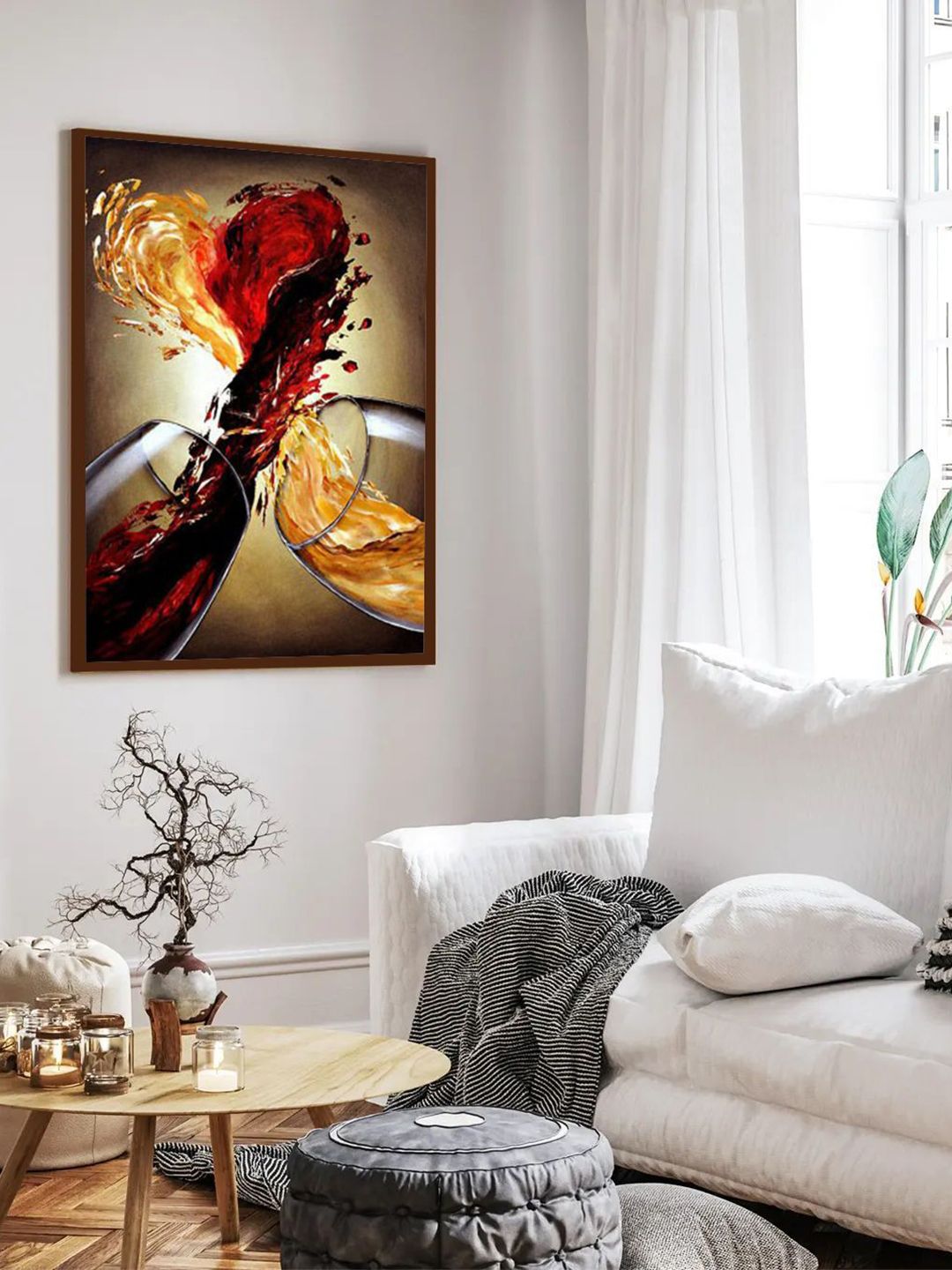 The Art House Red & Black Abstract Printed Painting Wall Art Price in India