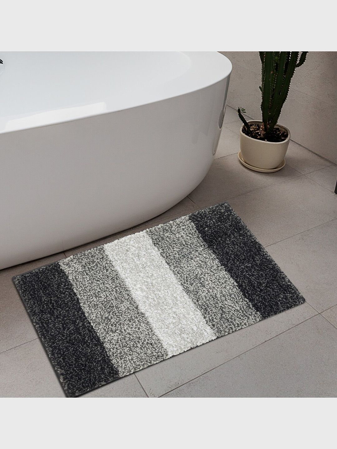 Home Centre Grey Striped Anti-Slip Bathmat Price in India