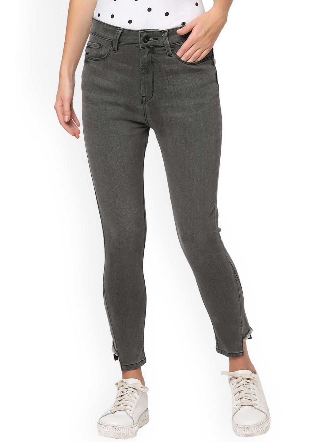 Pepe Jeans Women Grey Skinny Fit High-Rise Jeans Price in India