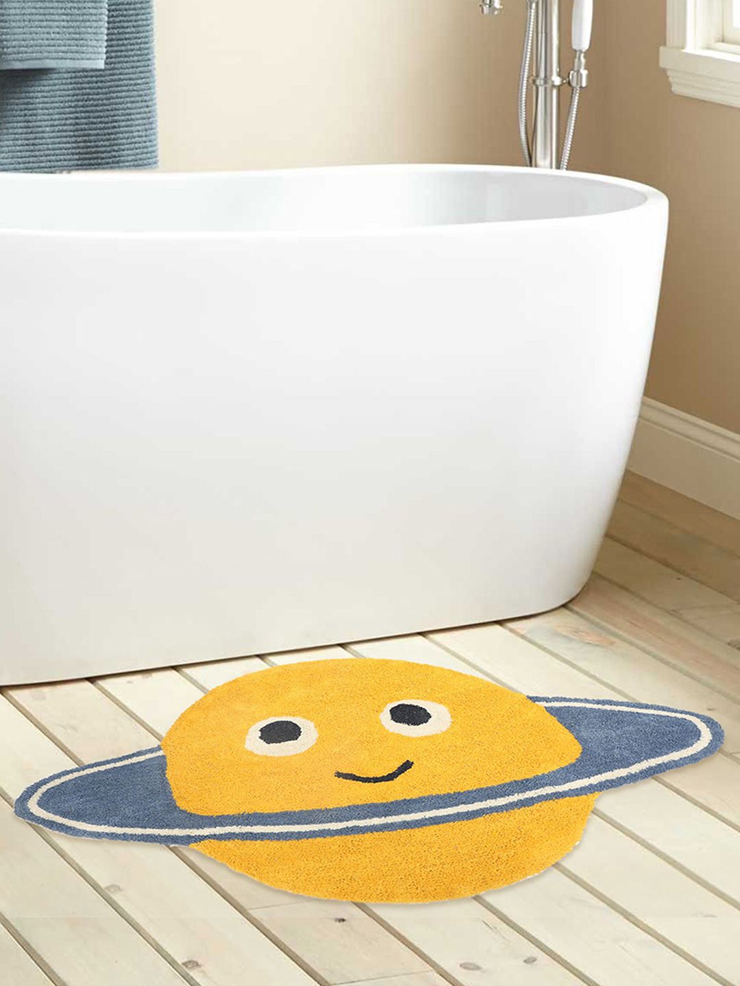 MiArcus Yellow Planet Design Cotton Bath Rug