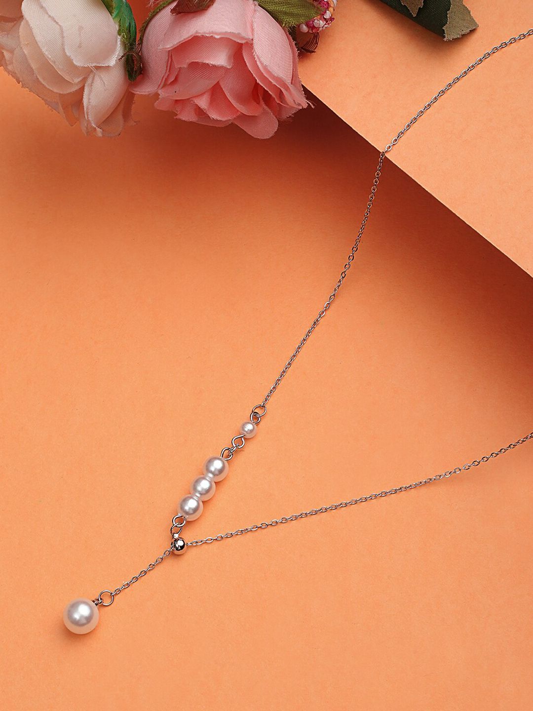 KACY Silver-Plated & White Sterling Silver Pendant Necklace Price in India