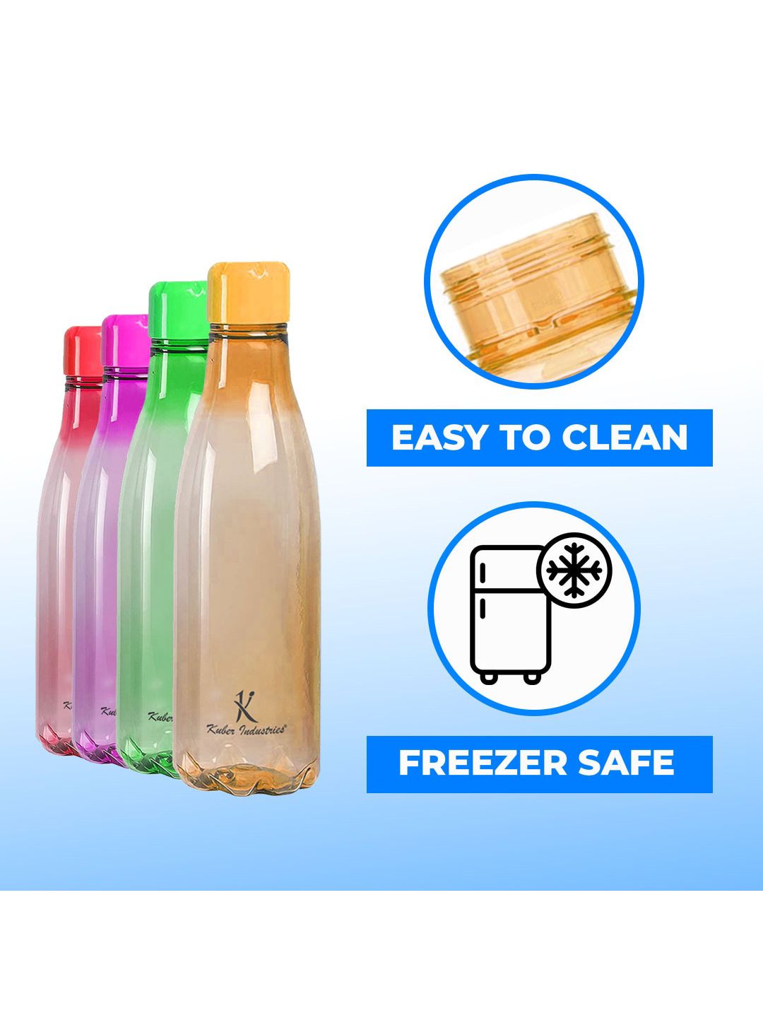Kuber Industries Set of 4 BPA Free Round Plain Plastic Refrigerator Bottles Price in India