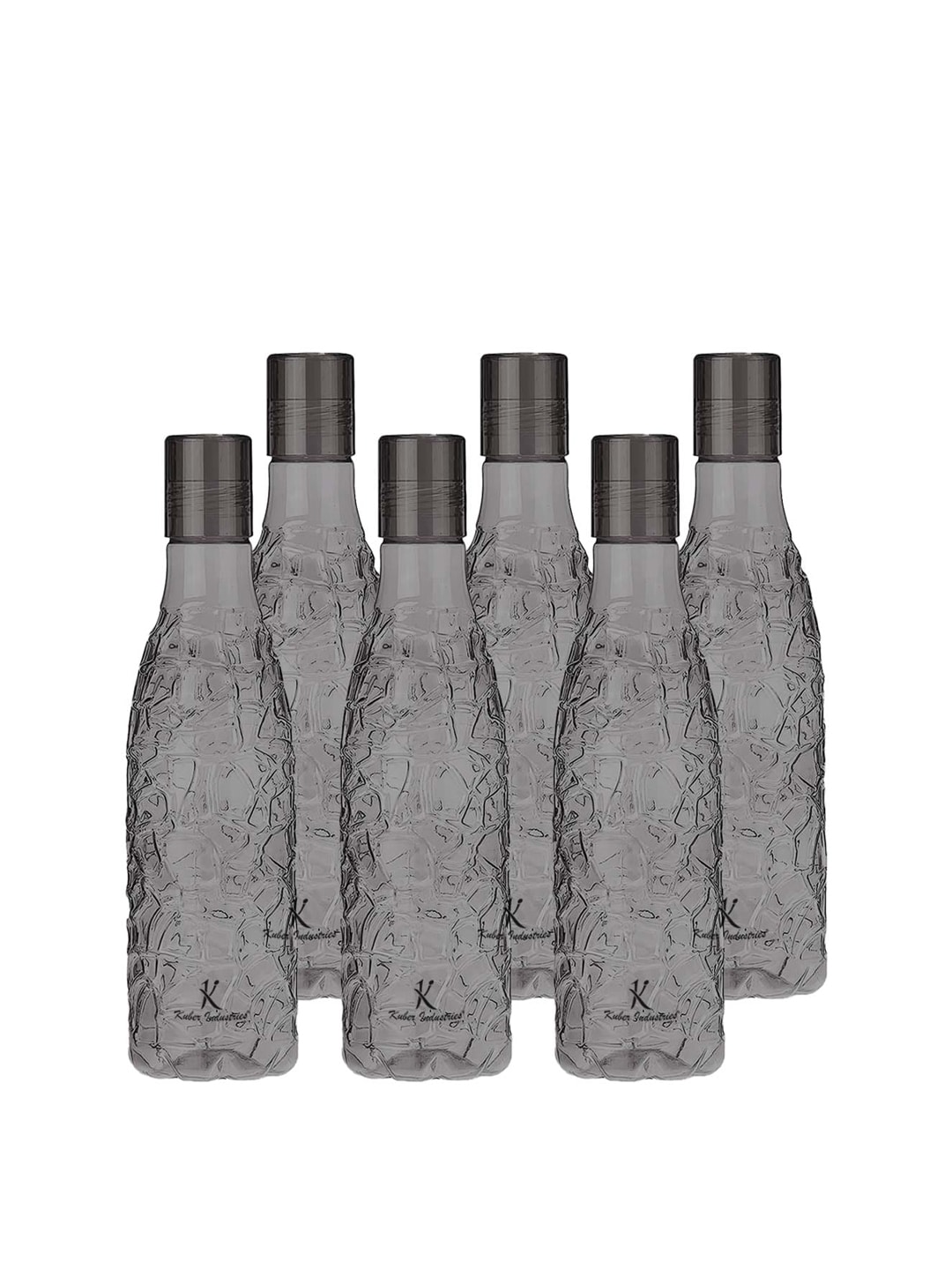 Kuber Industries Set of 6 Black Leak BPA Free Round Ice Cut Plastic Refrigerator Bottles Price in India