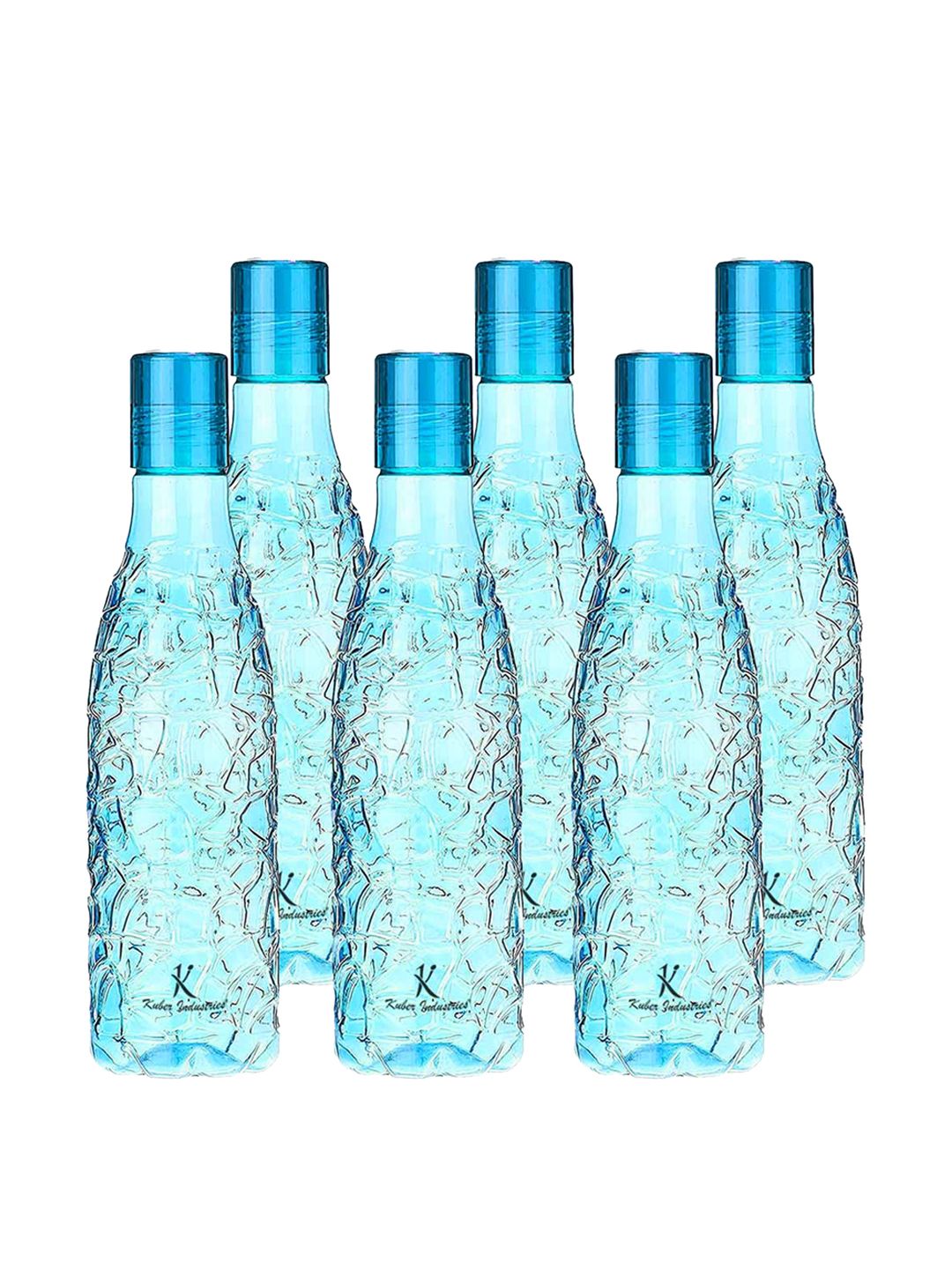 Kuber Industries Set of 6 Blue Leak BPA Free Round Ice Cut Plastic Refrigerator Bottles Price in India