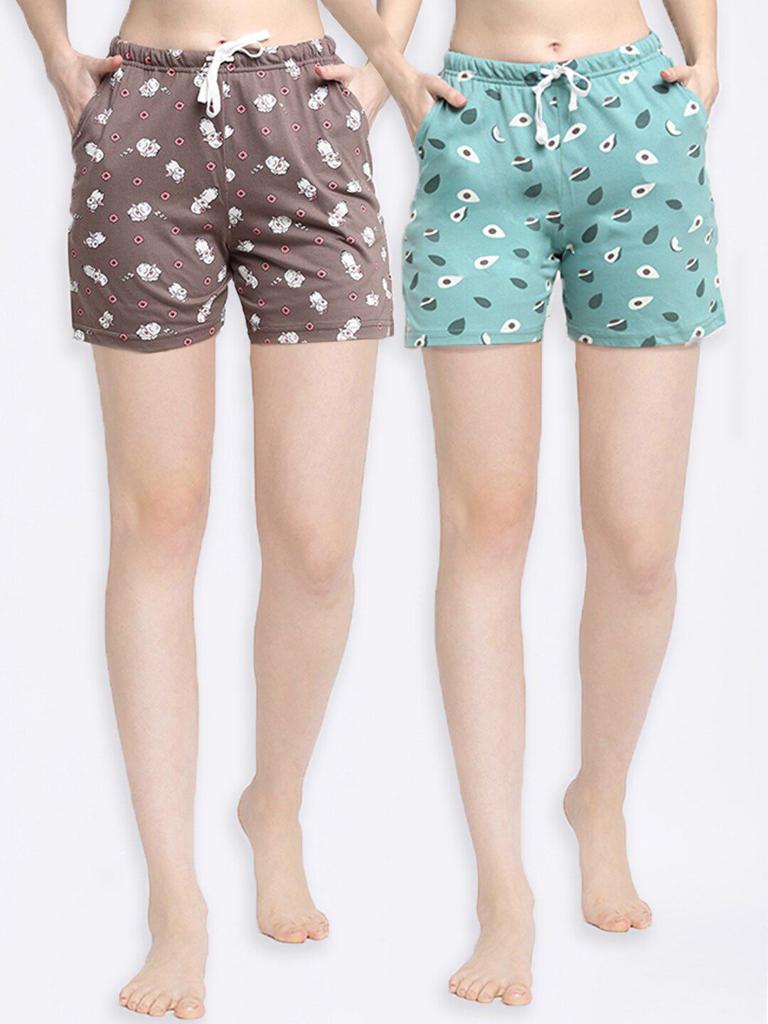 Kanvin Women Pack of 2 Pure Cotton Lounge Shorts Price in India