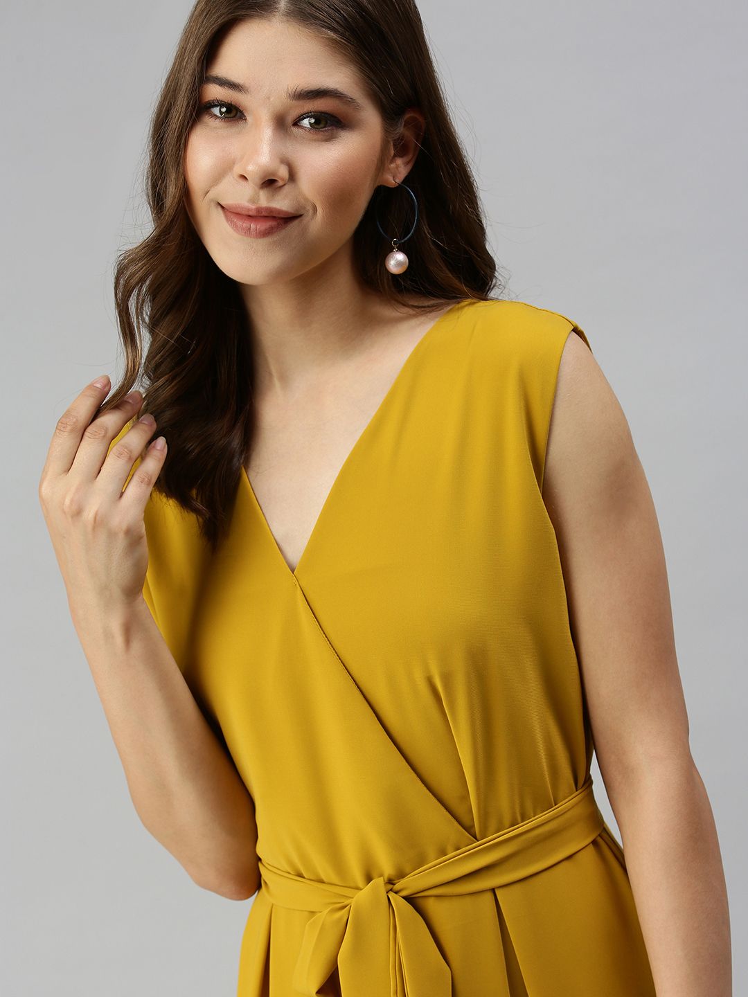 SHOWOFF Mustard Solid Culotte Jumpsuit Price in India