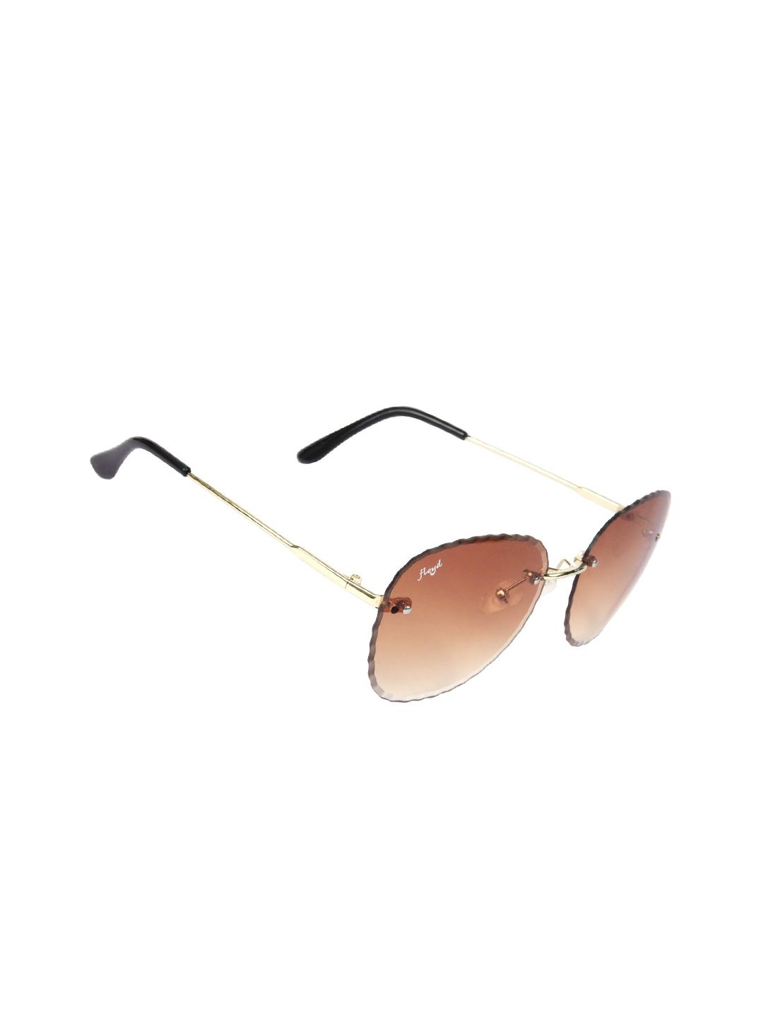 Floyd Unisex Brown Lens & Gold-Toned Aviator Sunglasses with UV Protected Lens Price in India