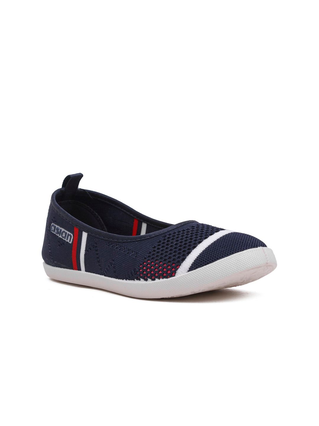 ASIAN Women Navy Blue & Red Woven Design Slip-On Sneakers Price in India