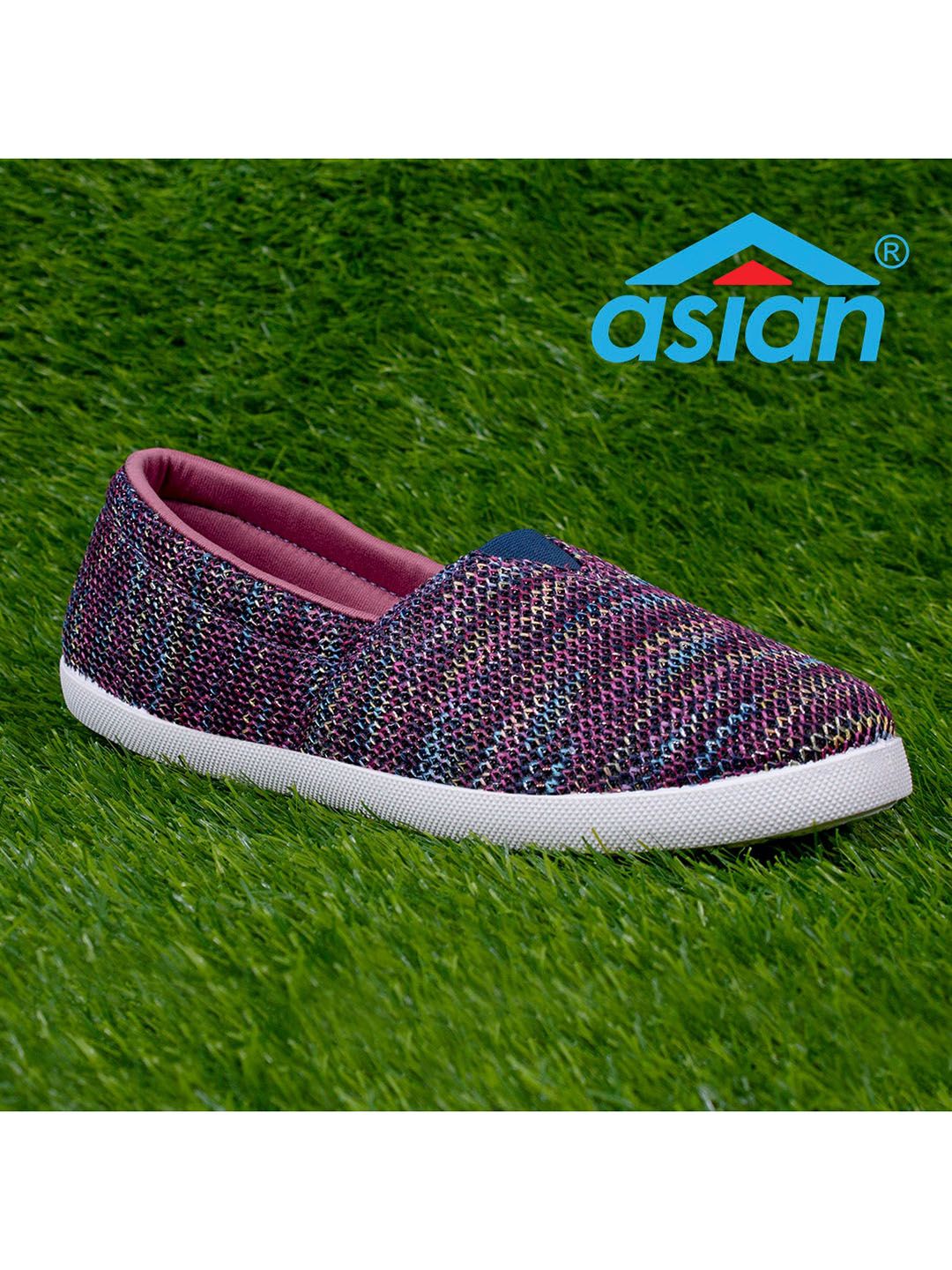 ASIAN Women Pink Woven Design Slip-On Sneakers Price in India