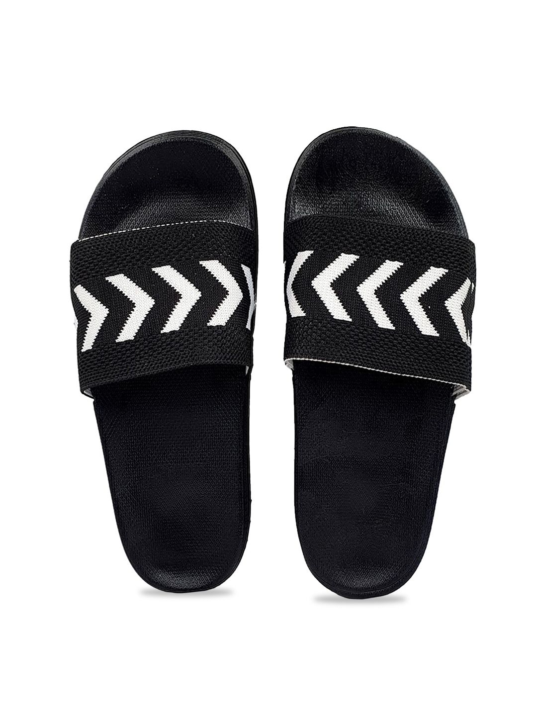 Pampy Angel Women Black & White Printed Rubber Sliders Price in India