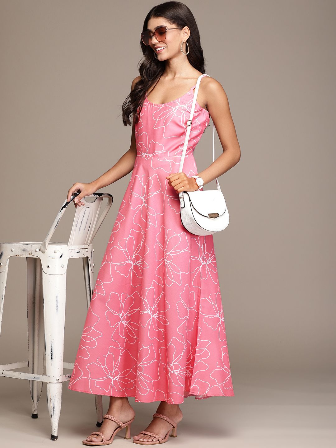 ZIYAA Pink Floral Print Maxi Dress Price in India