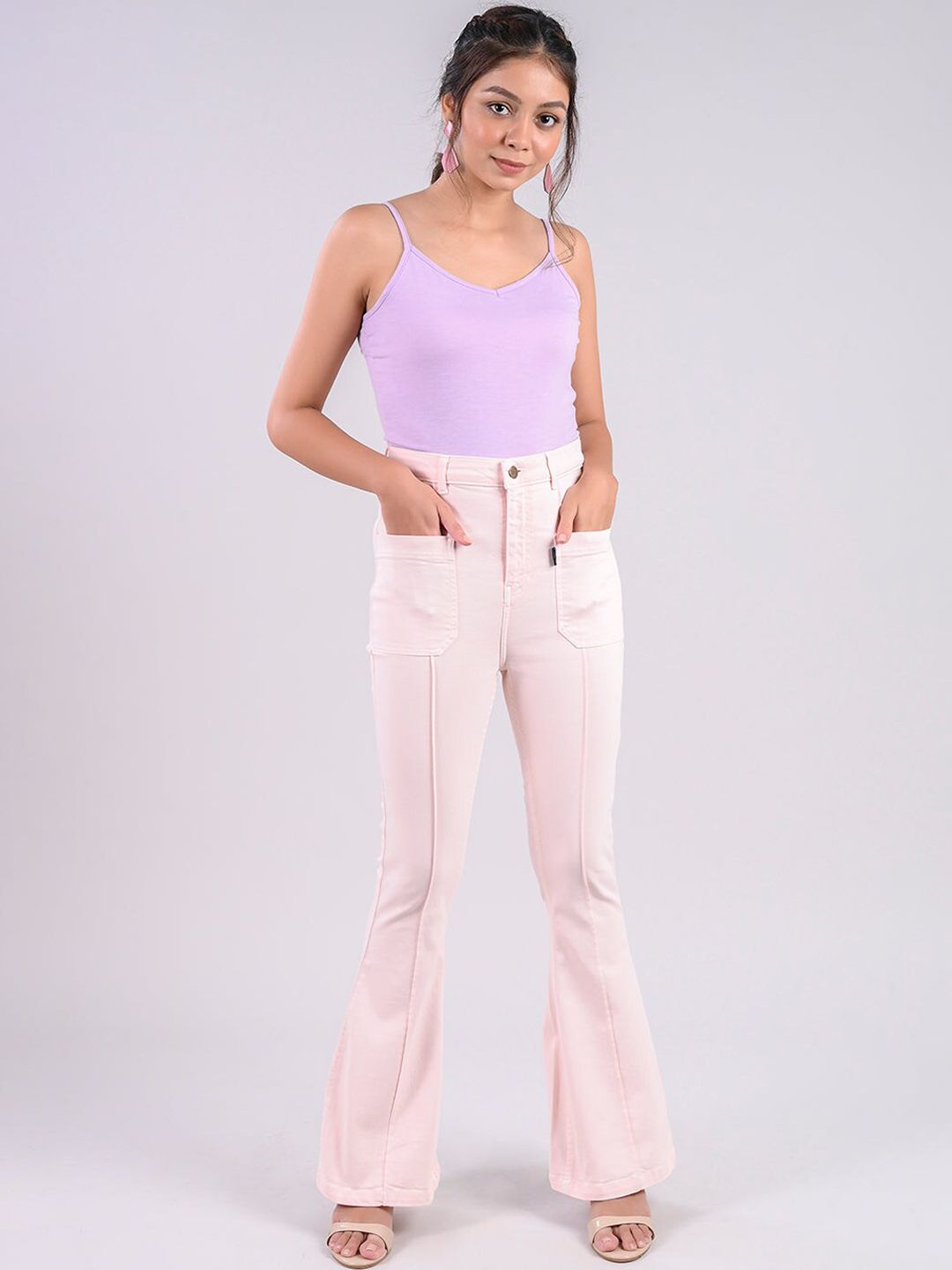 FREAKINS Women Pink High-Rise Bootcut Jeans Price in India