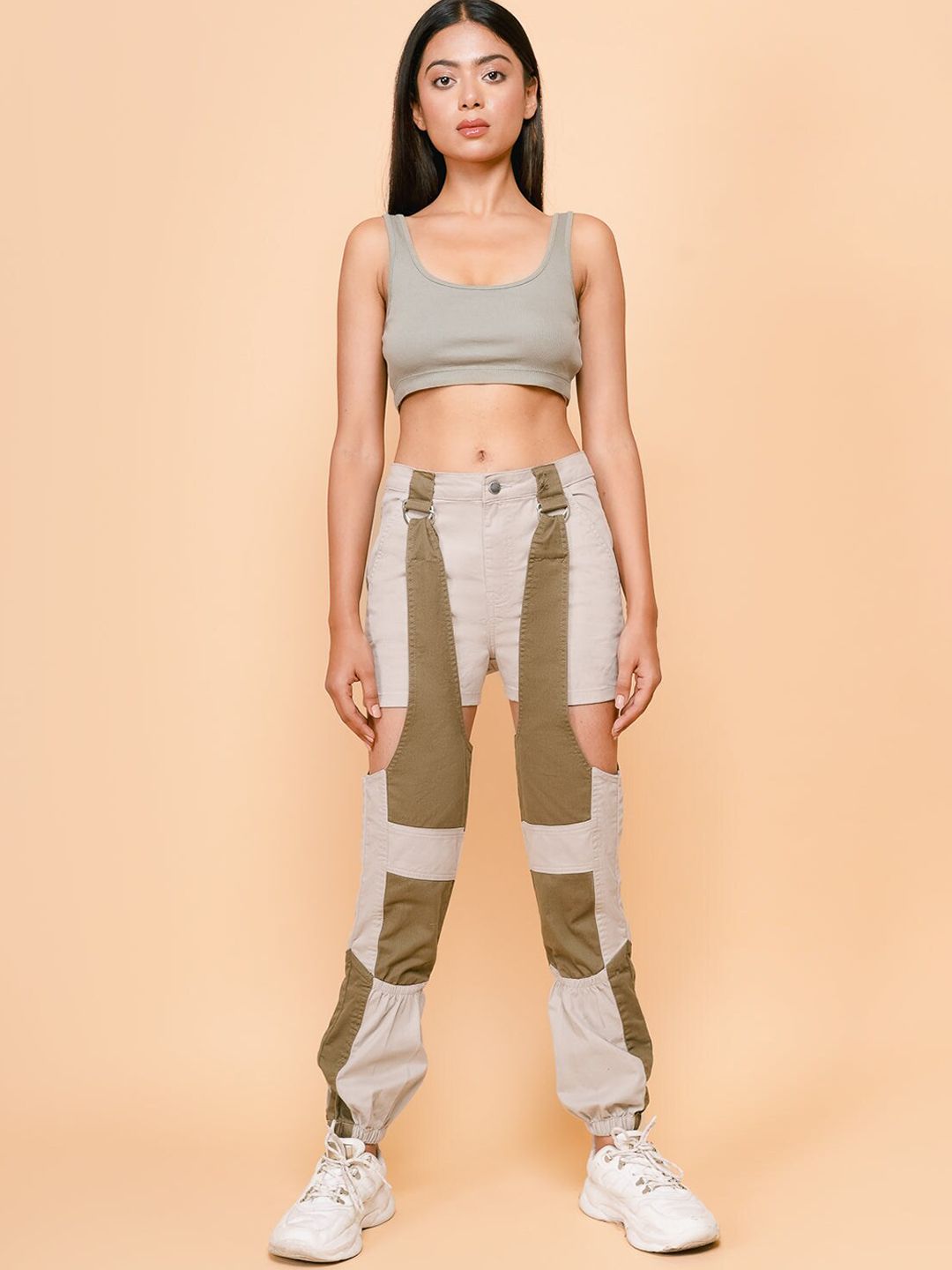 FREAKINS Women Olive Green Jogger High-Rise Jeans Price in India