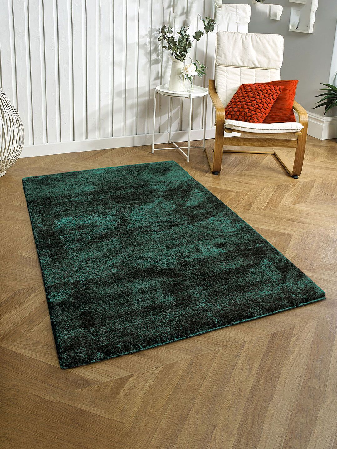 LUXEHOME INTERNATIONAL Green Solid Anti-Skid Carpet Price in India