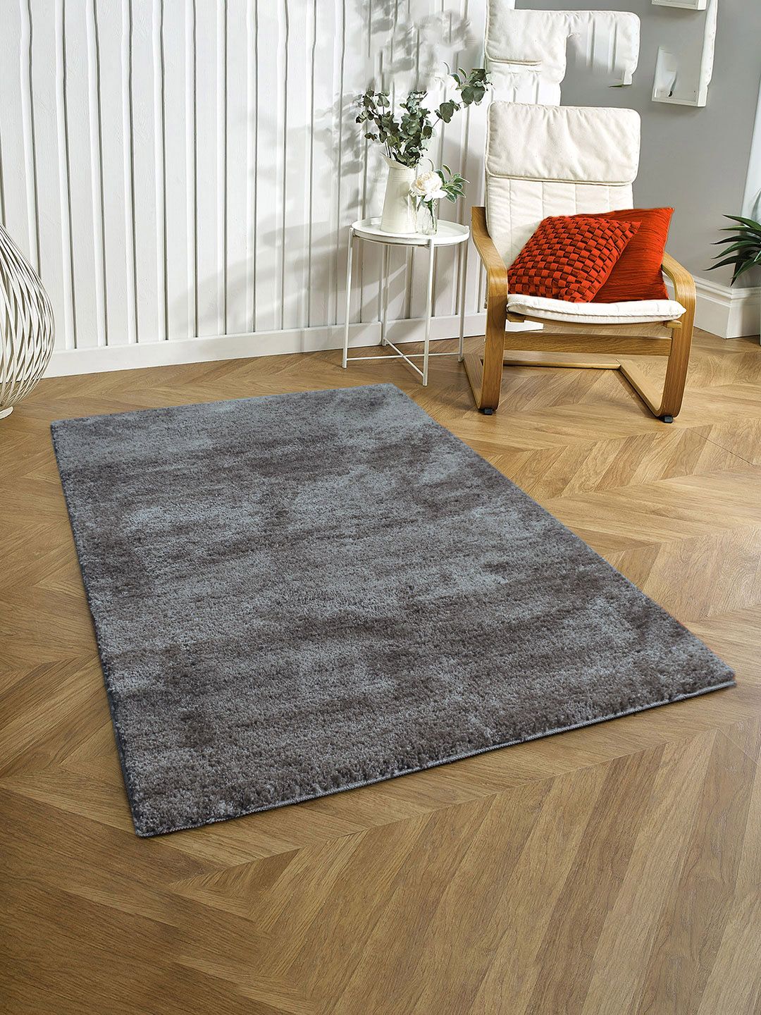 LUXEHOME INTERNATIONAL Grey Solid Anti Skid Carpet Price in India