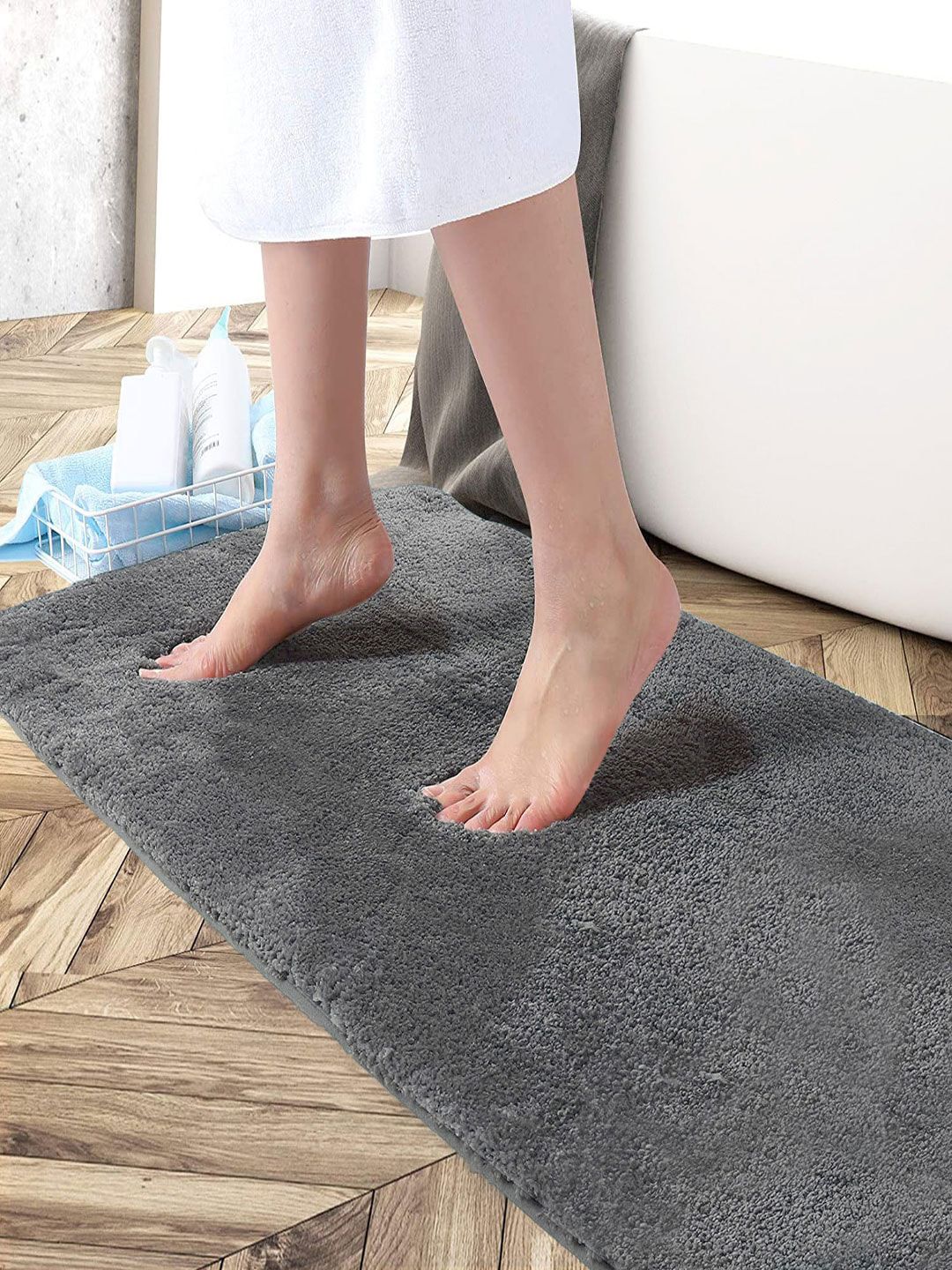 LUXEHOME INTERNATIONAL Grey Solid Anti Skid Carpet Price in India