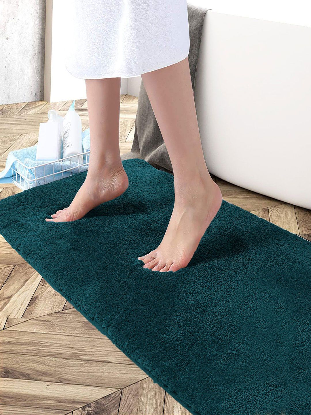 LUXEHOME INTERNATIONAL Teal Green Anti-Skid Runner Price in India